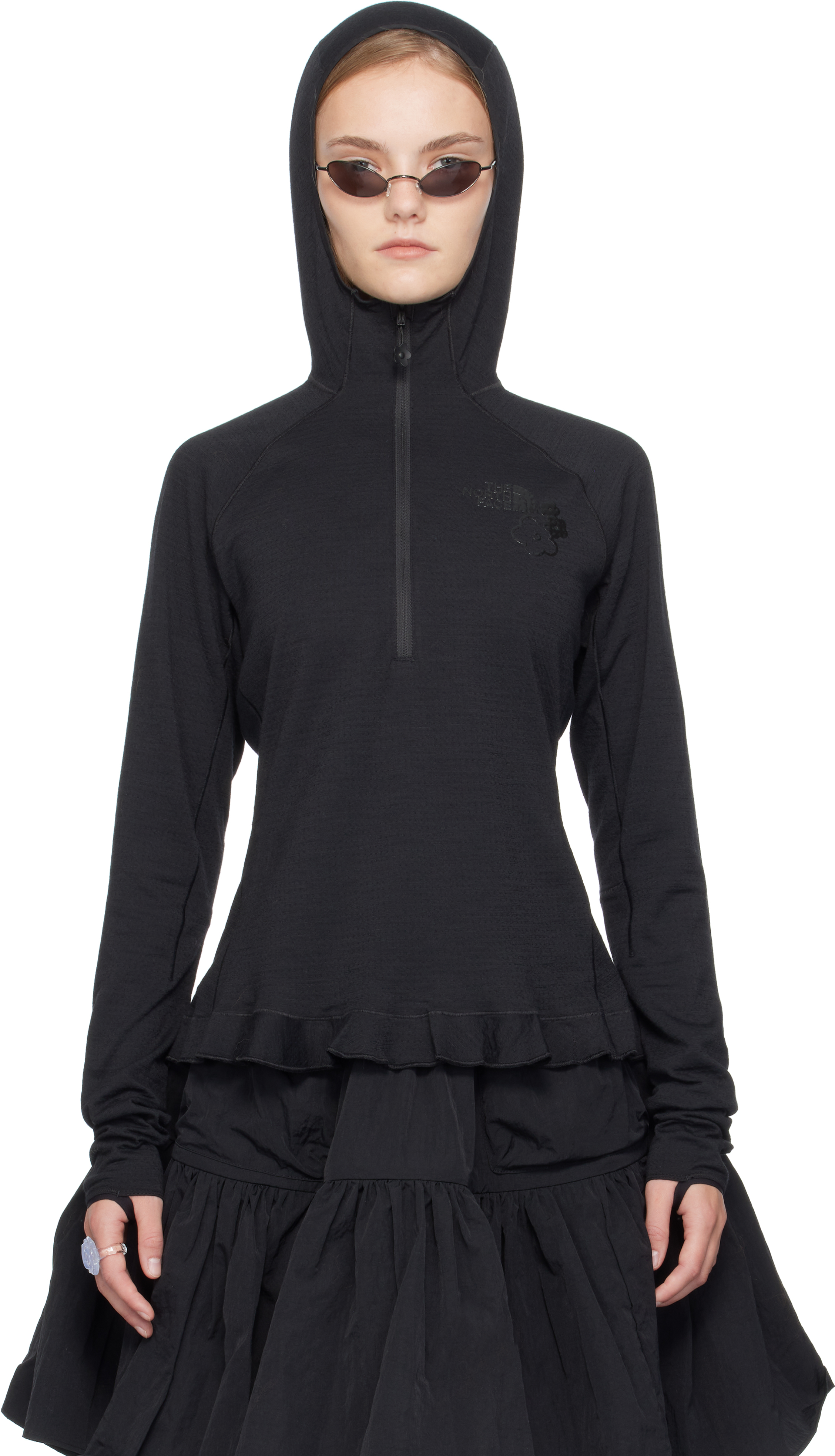 Cecilie Bahnsen Black The North Face Edition Dotknit Wool Baselayer Hoodie
