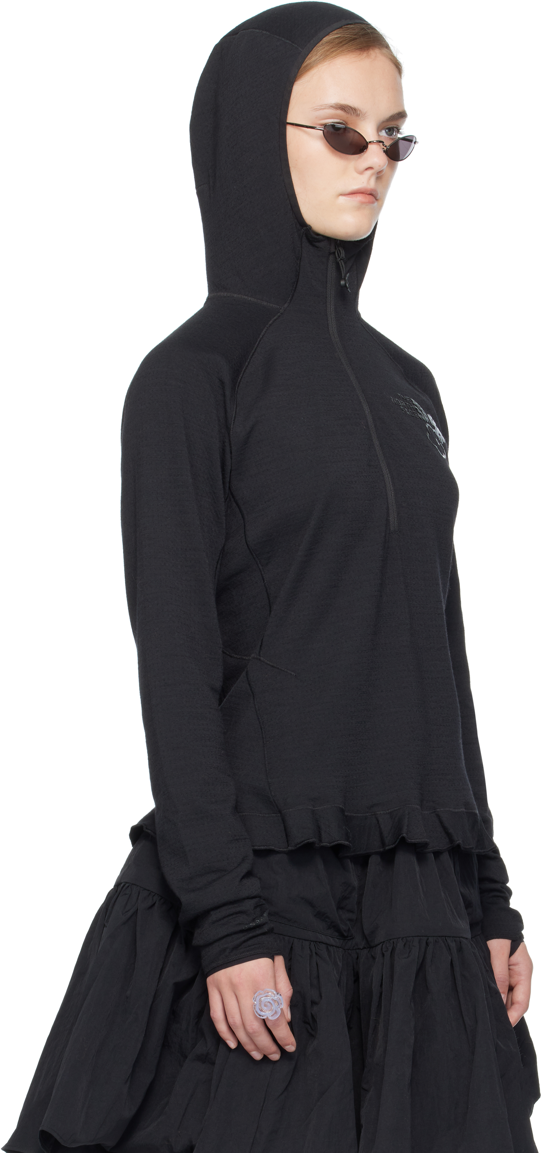Cecilie Bahnsen Black The North Face Edition Dotknit Wool Baselayer Hoodie In Black