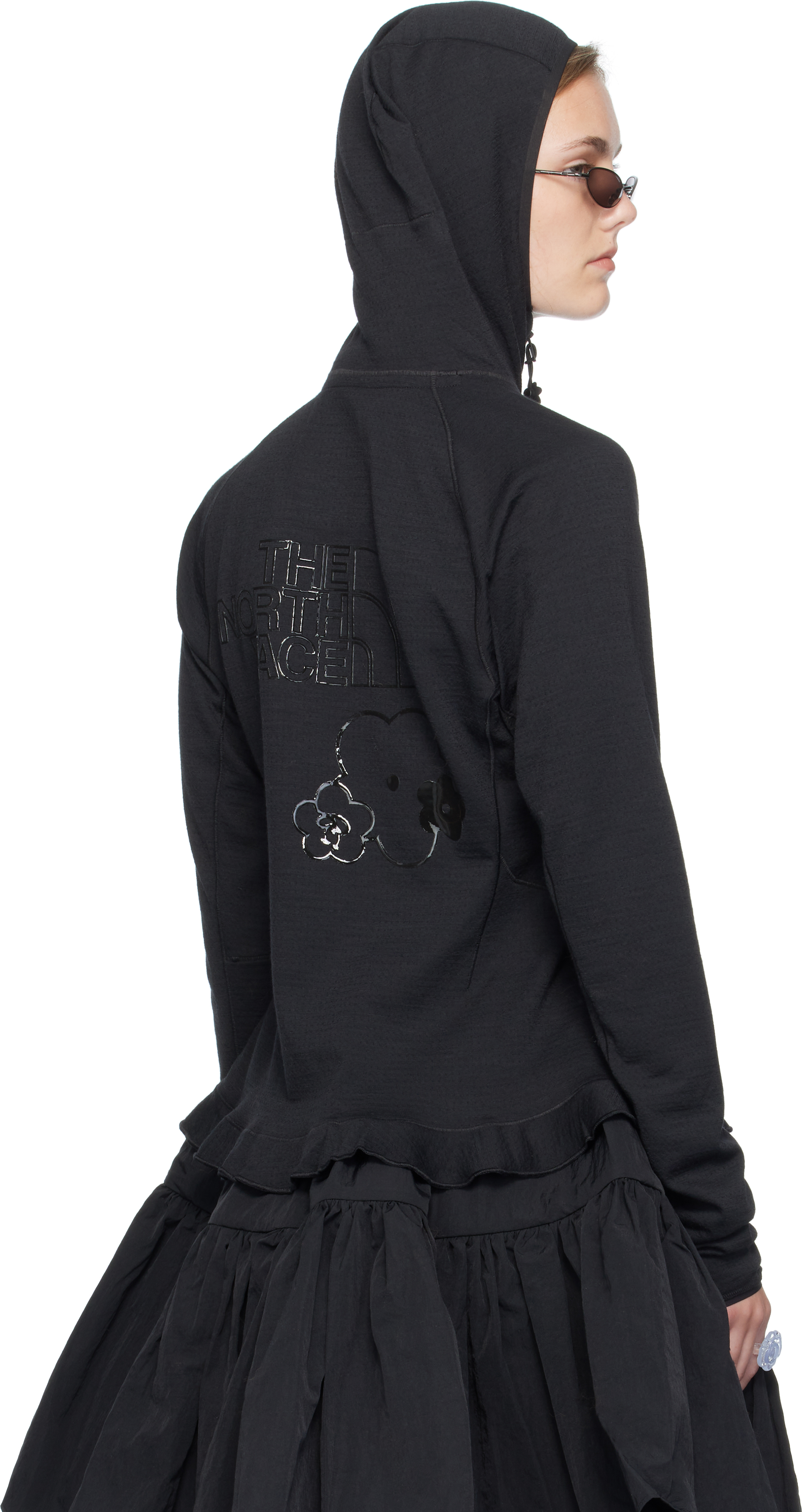 Cecilie Bahnsen Black The North Face Edition Dotknit Wool Baselayer Hoodie In Black
