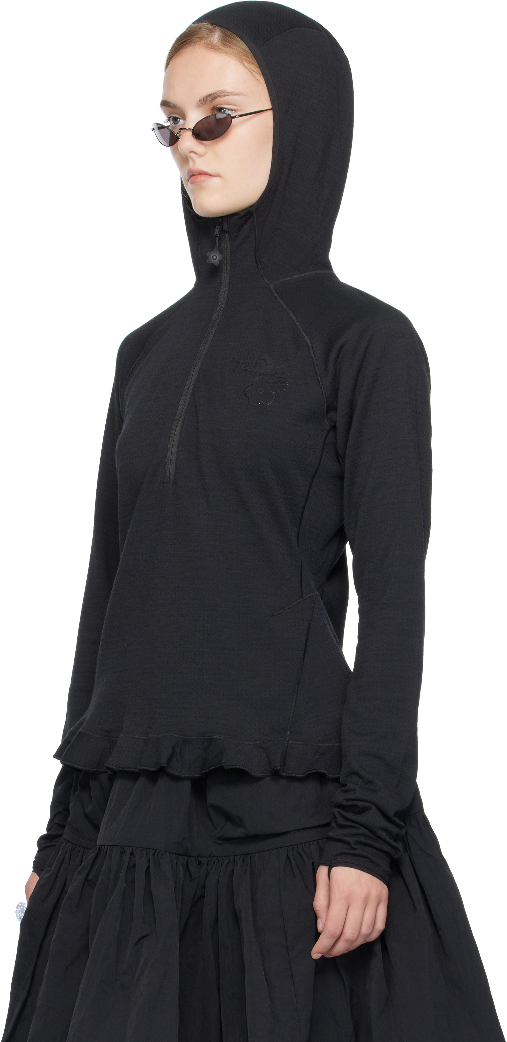 Cecilie Bahnsen Black The North Face Edition Dotknit Wool Baselayer Hoodie In Black