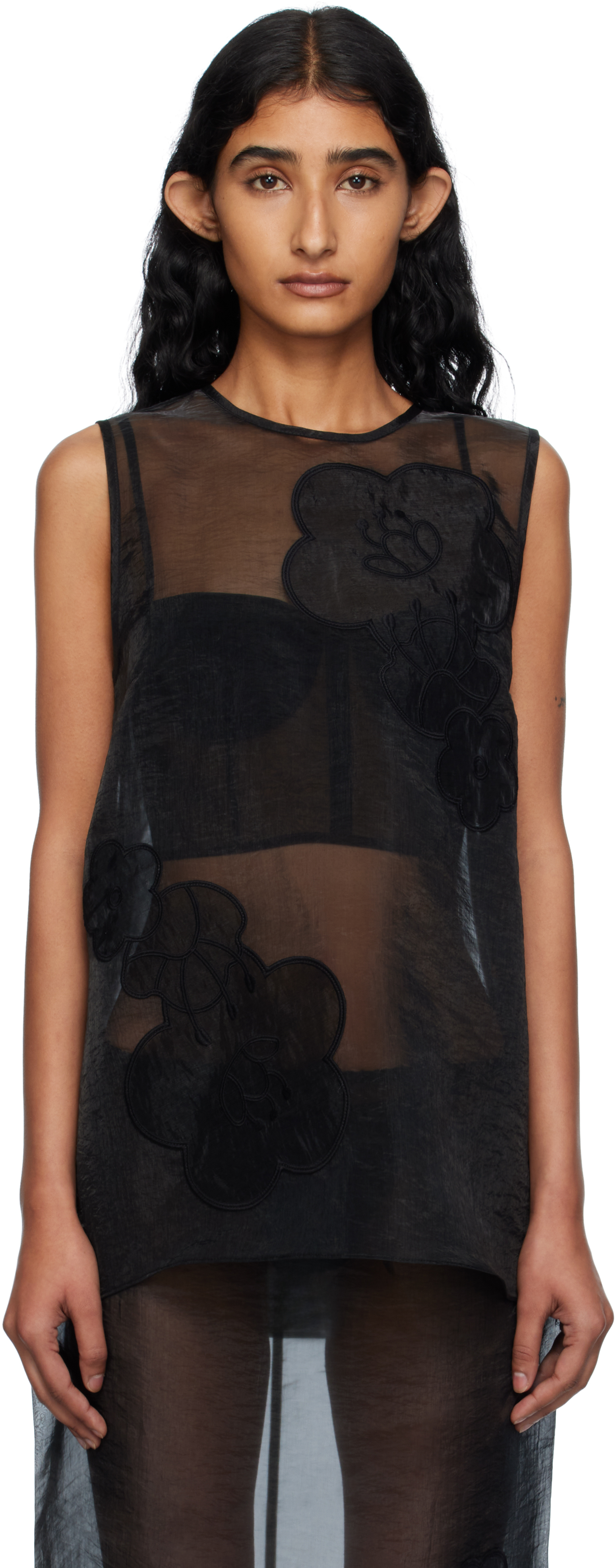 Cecilie Bahnsen: Black Alba Tank Top | SSENSE