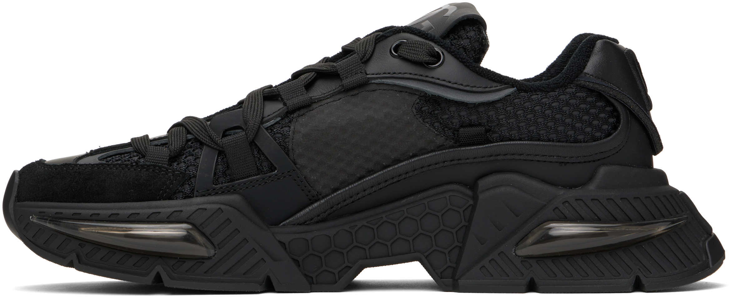 Dolce & Gabbana Black Sneakers With Chunky Sole And Breathable Upper In Nero/grafite
