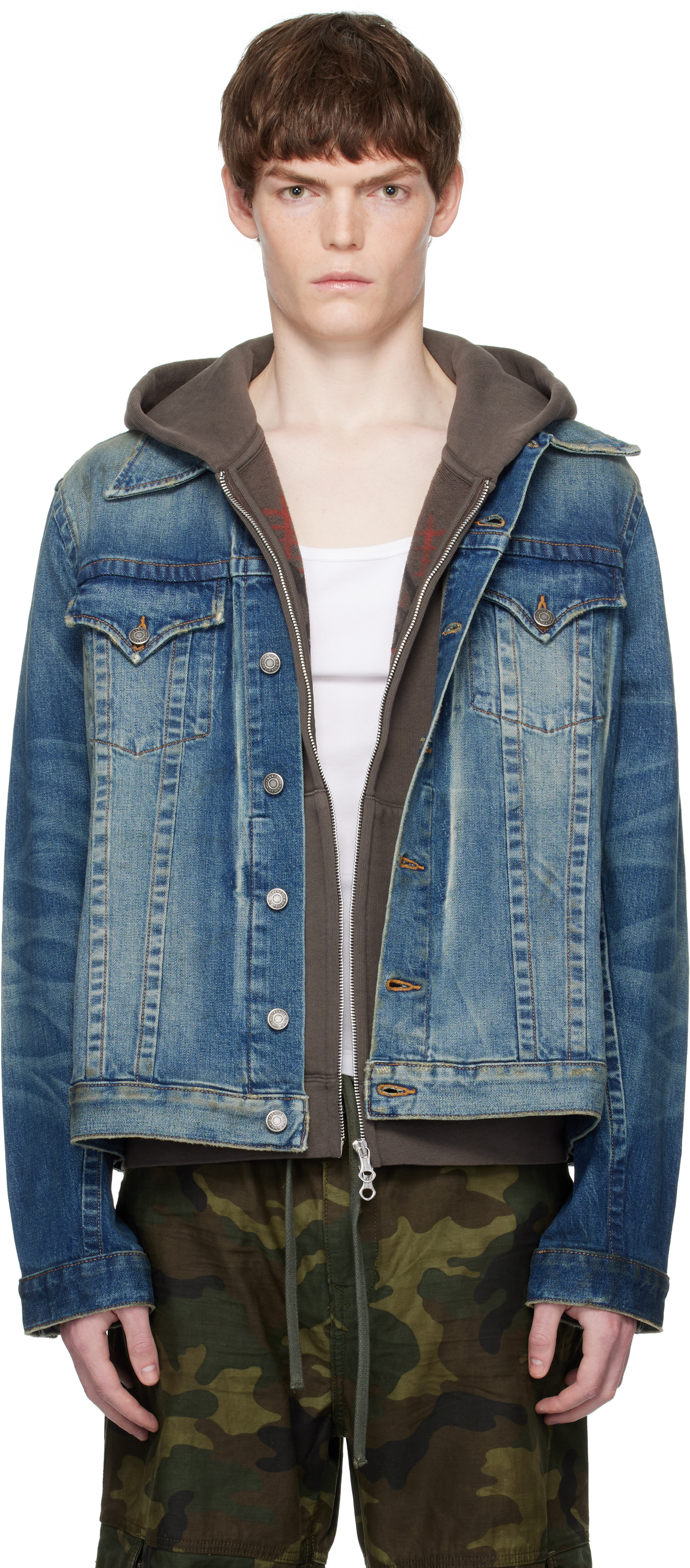 Blue Johnny Twisted Denim Trucker Jacket