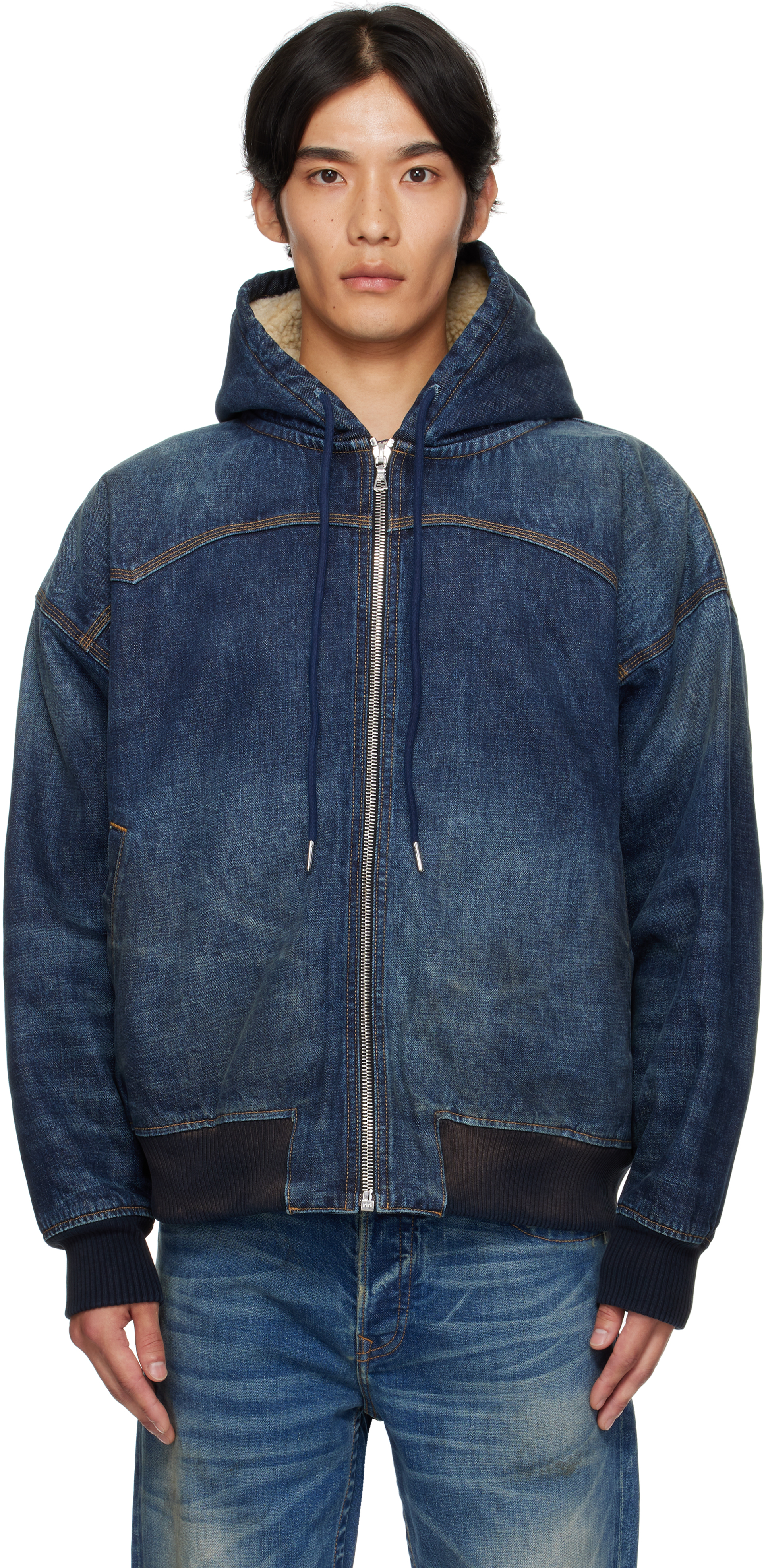 Navy Mike Japanese VTG Double Dip Sherpa Lined Denim Jacket