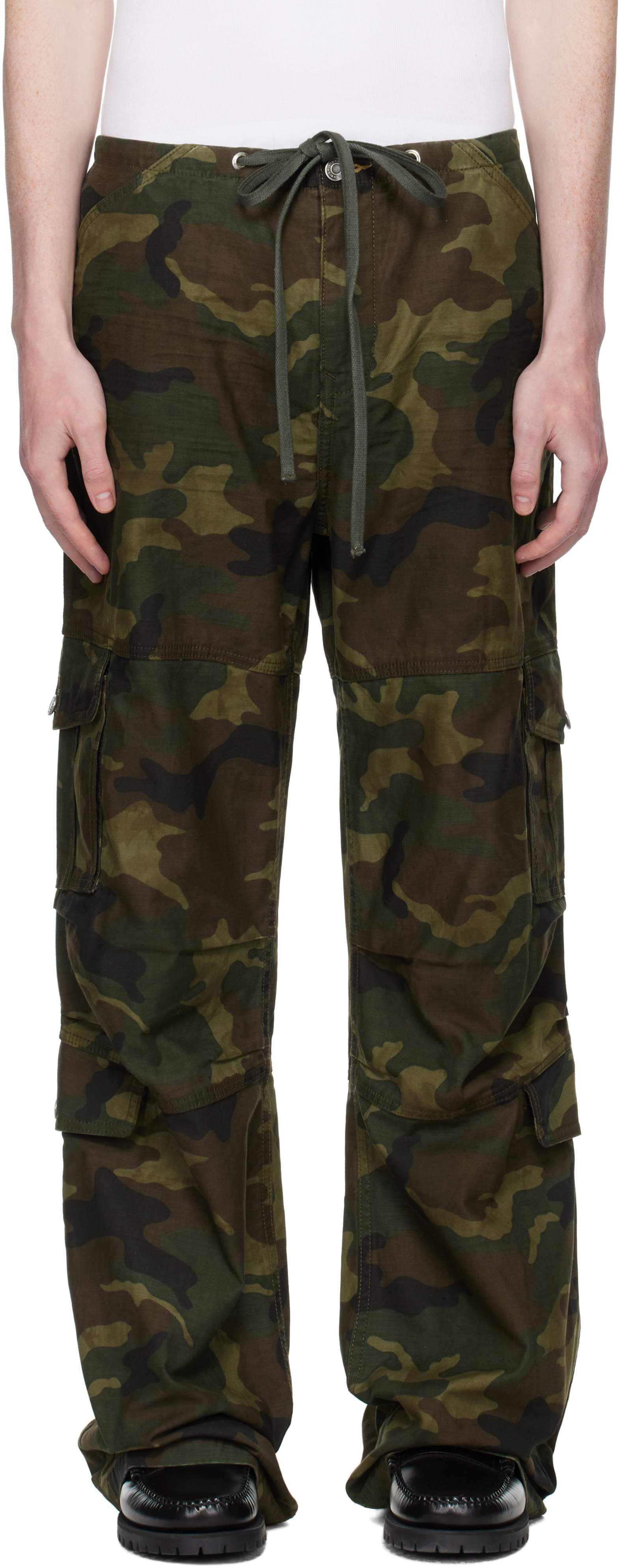Green Sam Printed Camo Cargo Pants