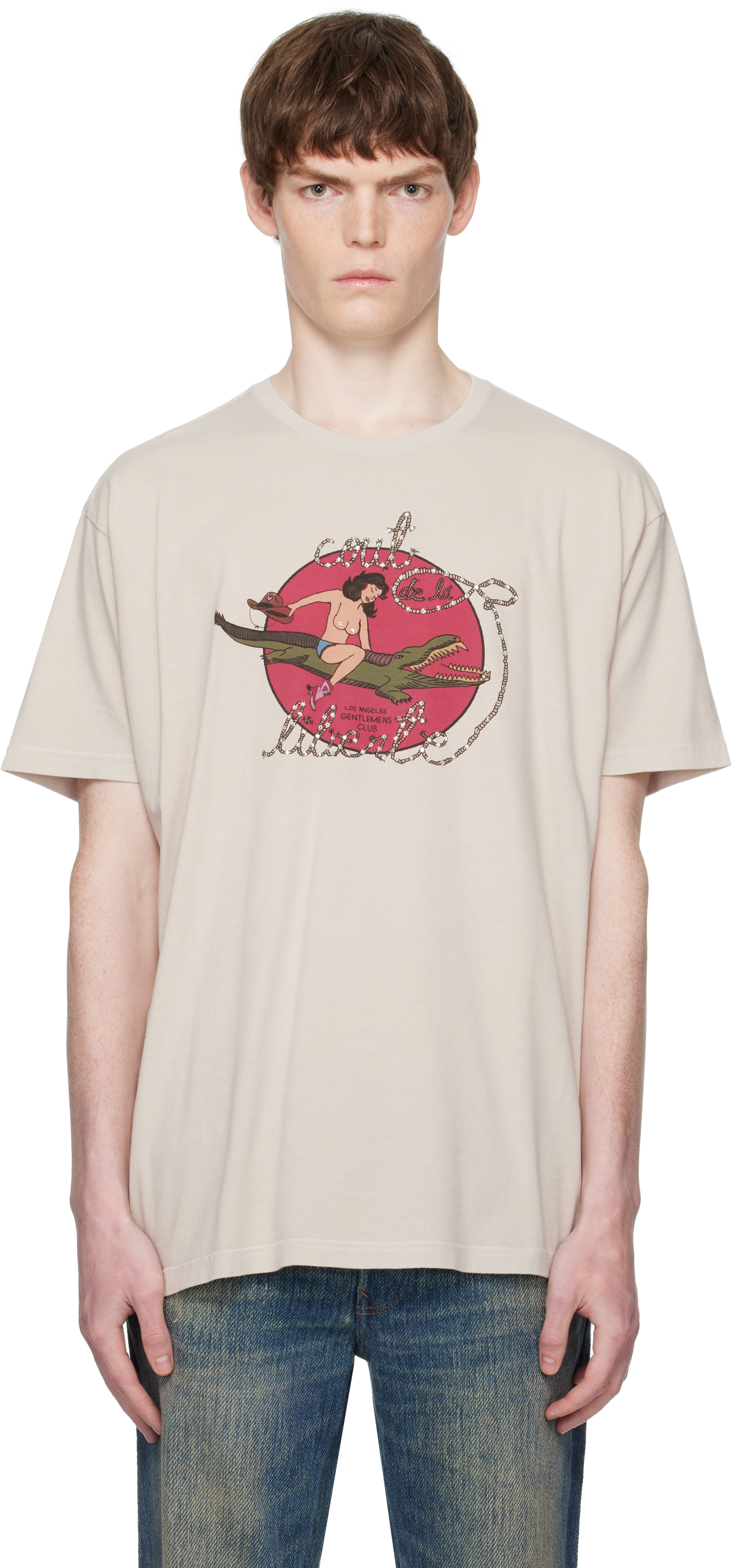 Taupe Freddie 'La Gentlemens Club' T-shirt