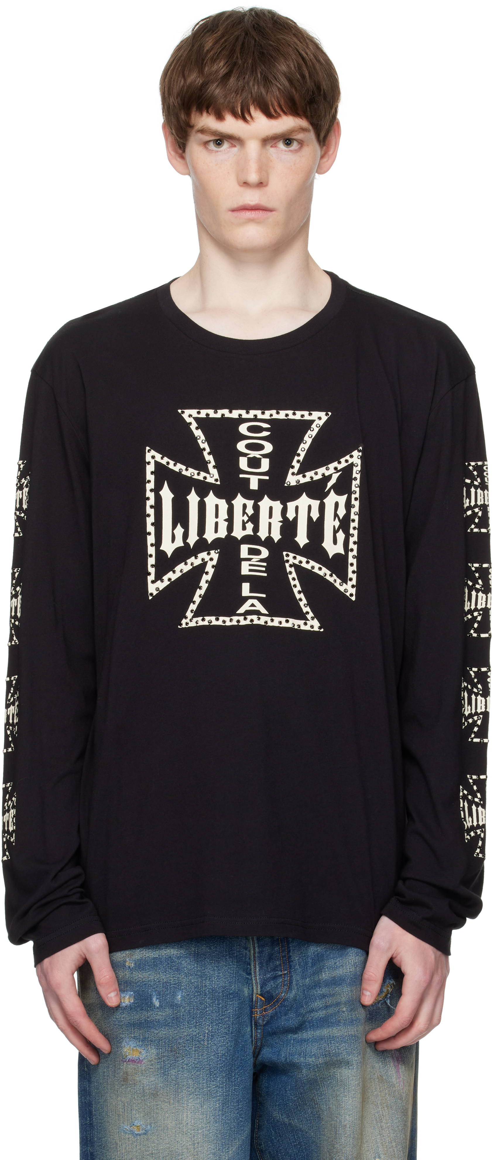 Black Acadian Printed Logo Crystal T-shirt