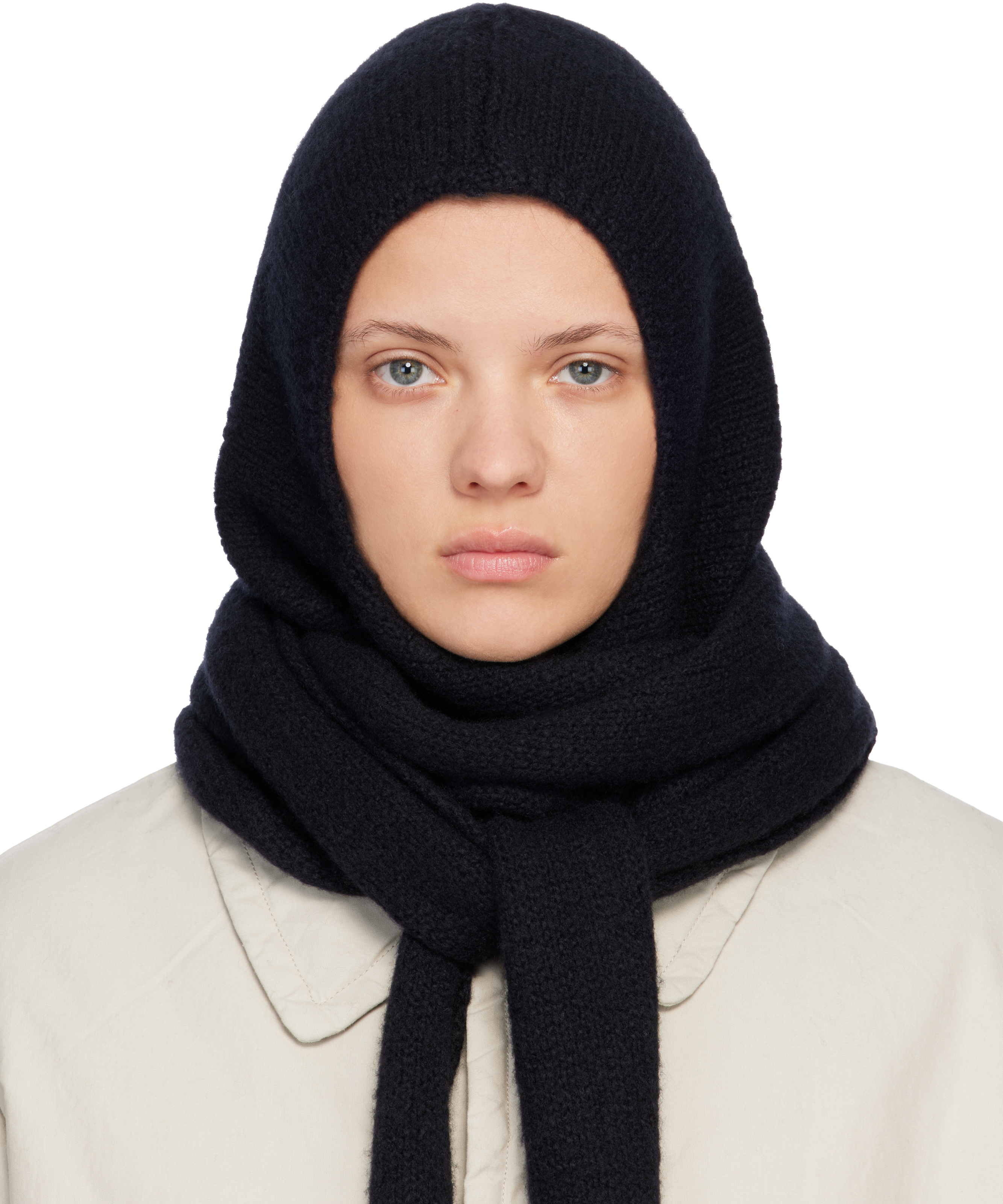 Casey Casey Black Softy Hooded Scarf In Black