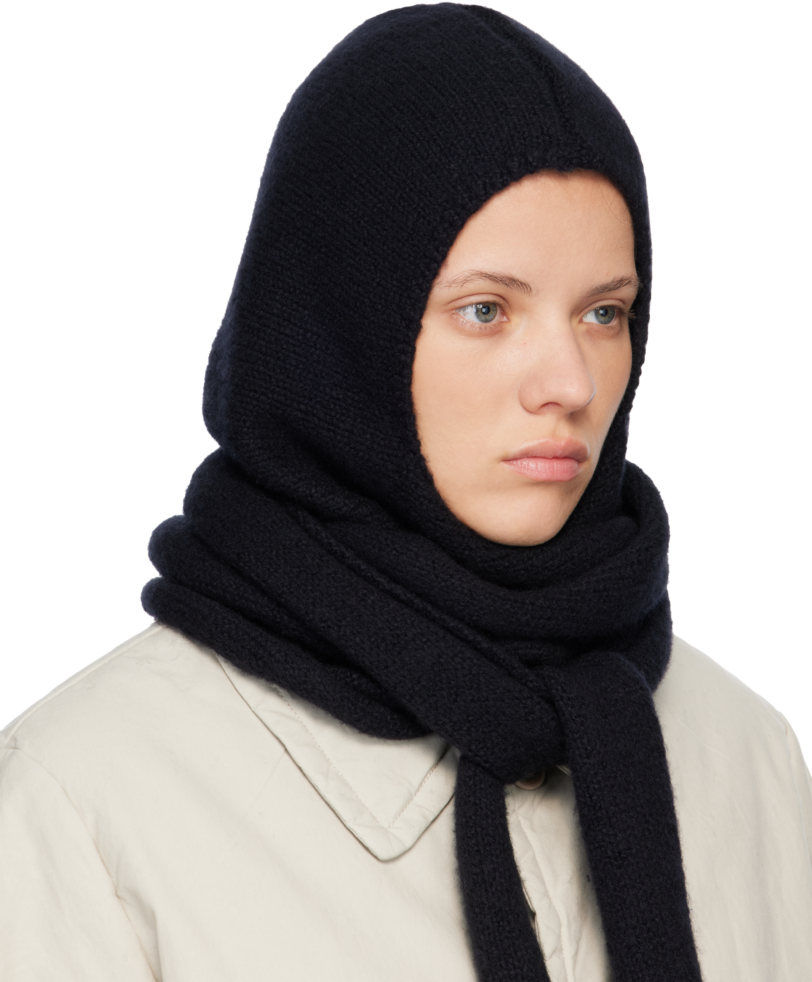 Casey Casey Black Softy Hooded Scarf In Black