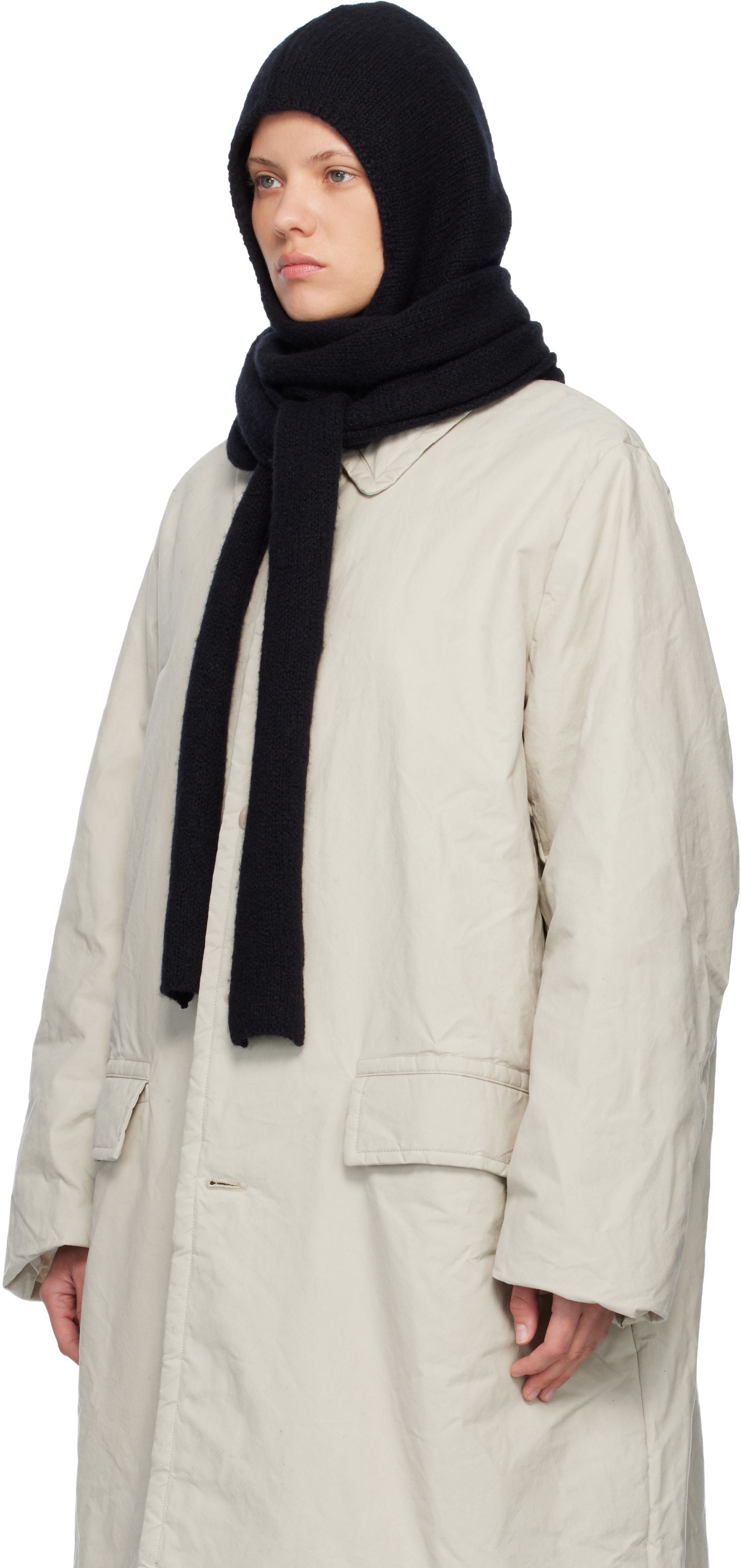 Casey Casey Black Softy Hooded Scarf In Black