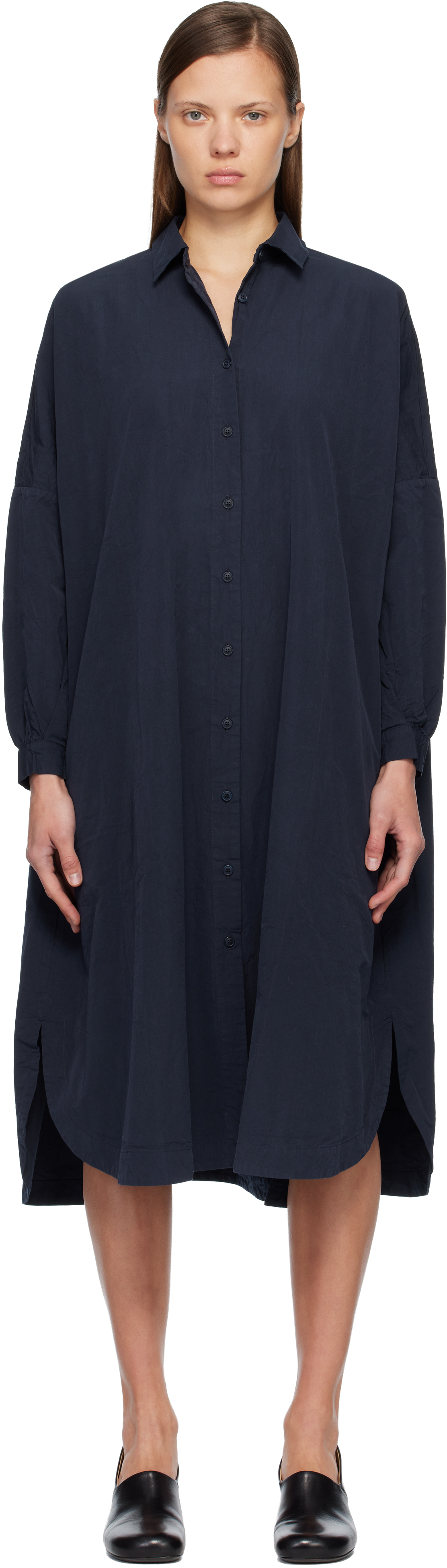 Casey Casey Navy Yuri Midi Dress In Blue