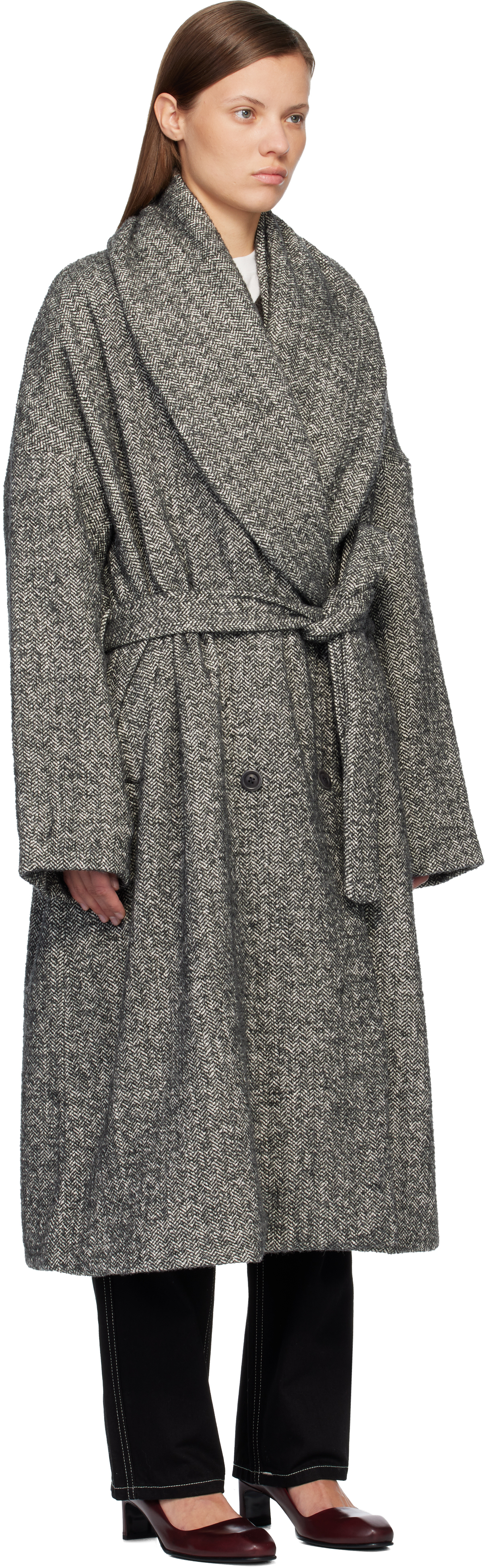 Casey Casey Gray Great Coat In Gray