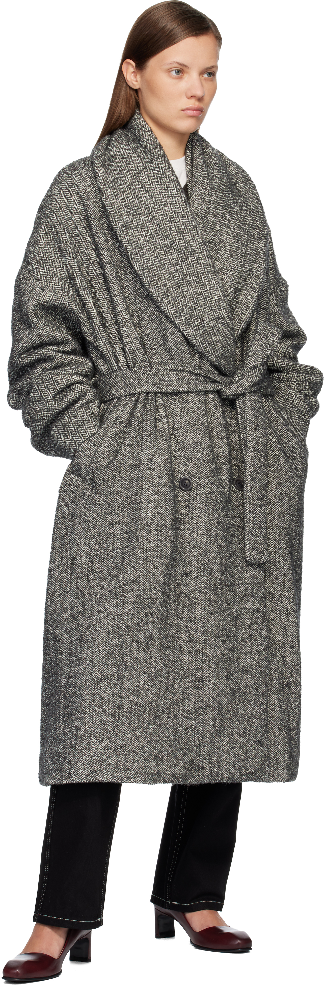 Casey Casey Gray Great Coat In Gray