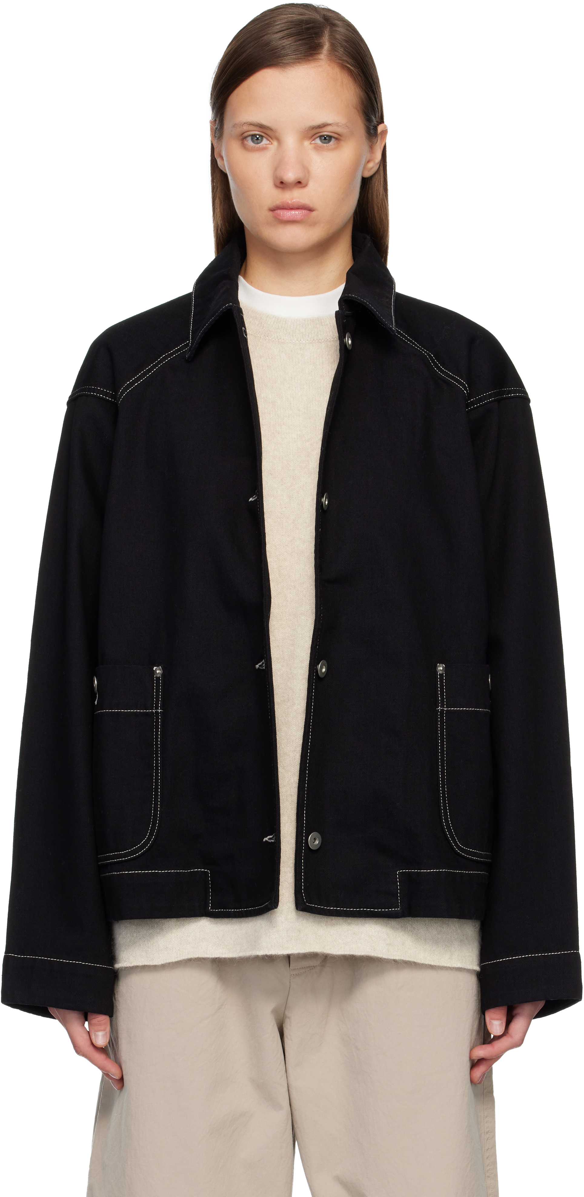 Casey Casey Black Drays Travail Denim Jacket In Black