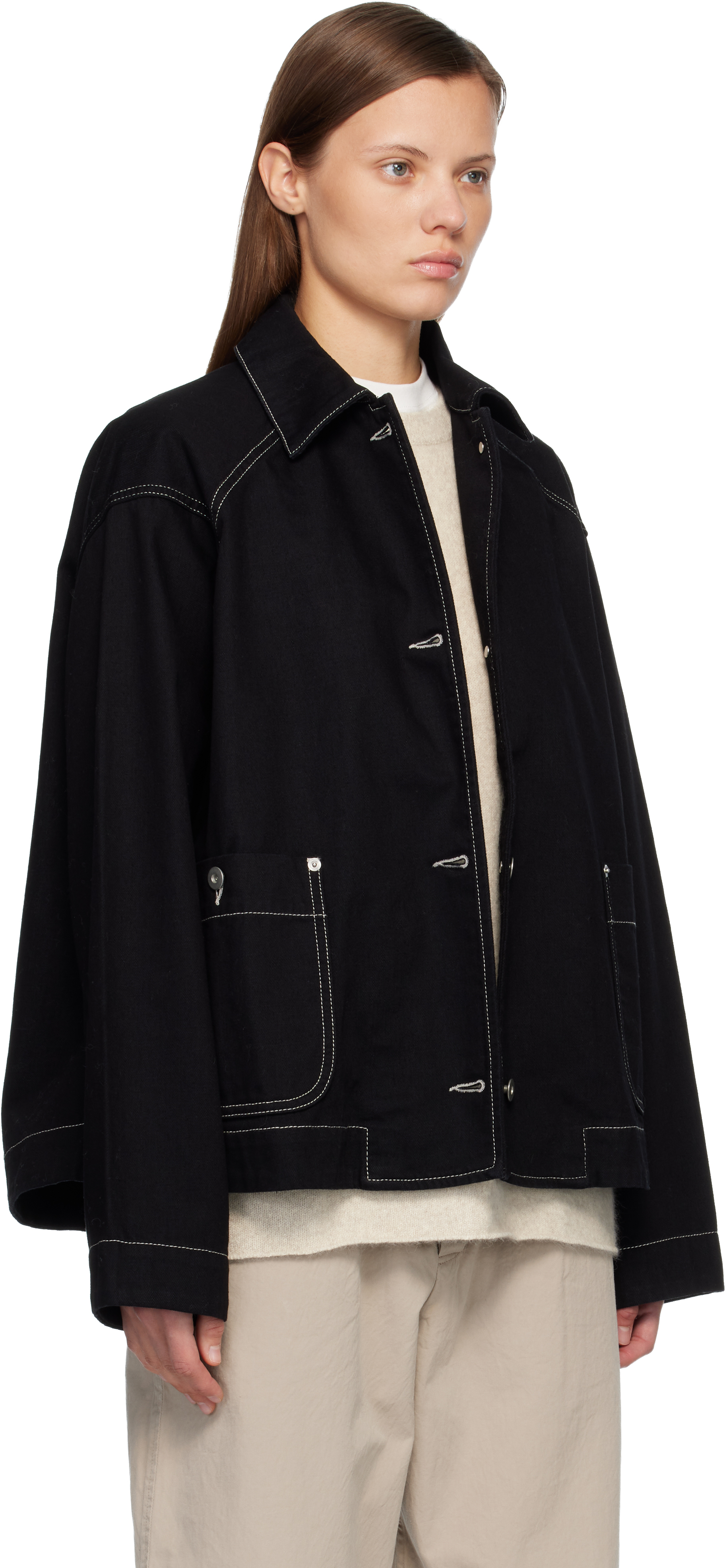 Casey Casey Black Drays Travail Denim Jacket In Black