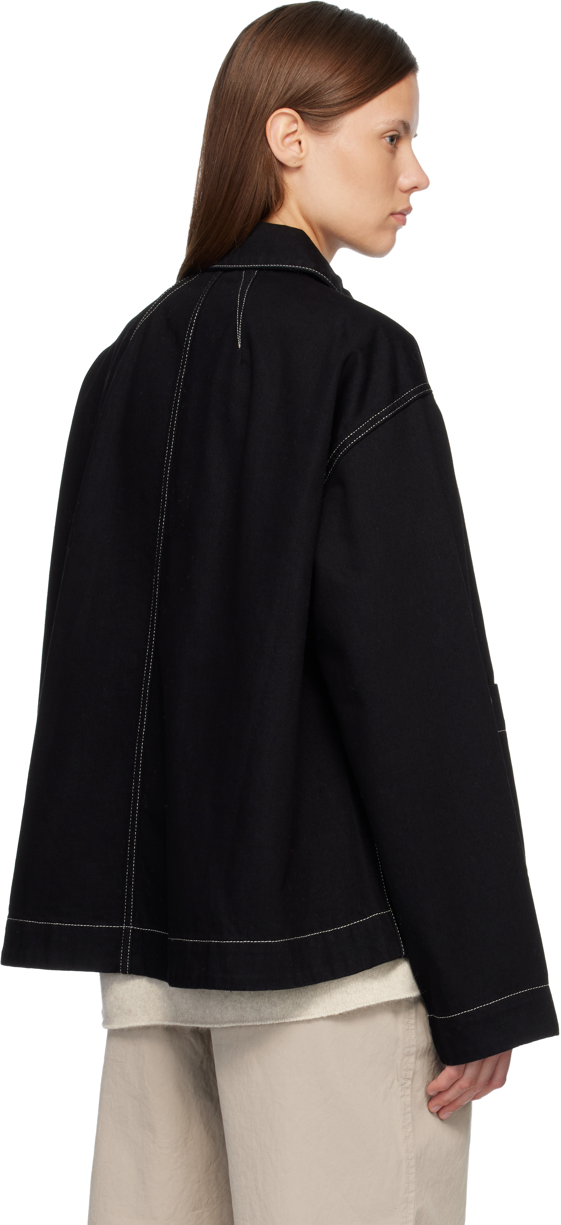 Casey Casey Black Drays Travail Denim Jacket In Black