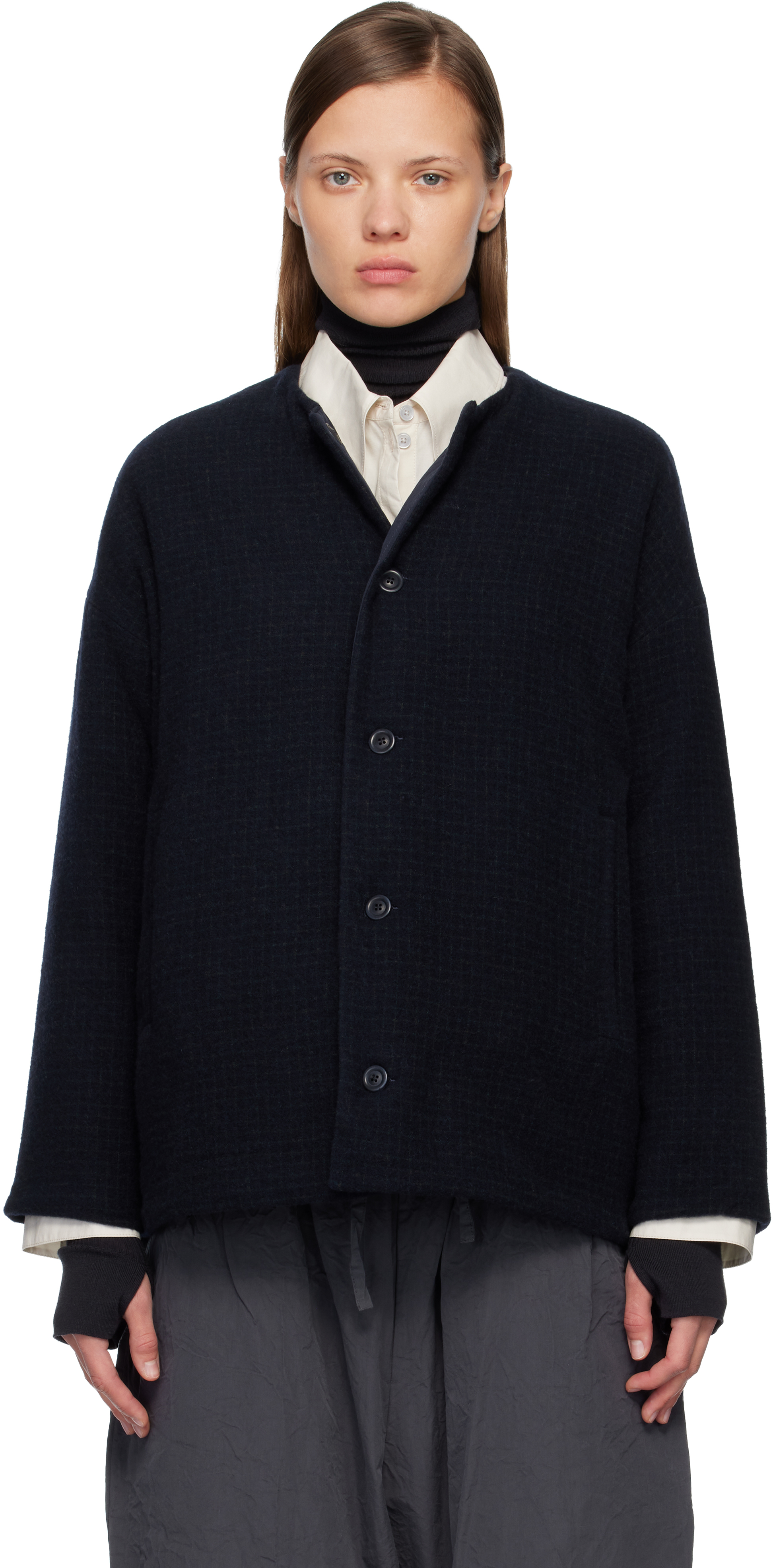 Casey Casey Navy Julia Reversible Jacket In Blue