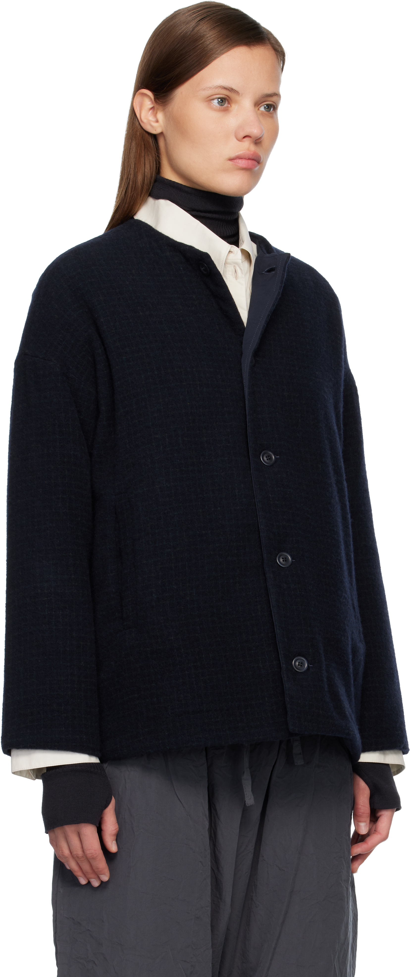 Casey Casey Navy Julia Reversible Jacket In Blue