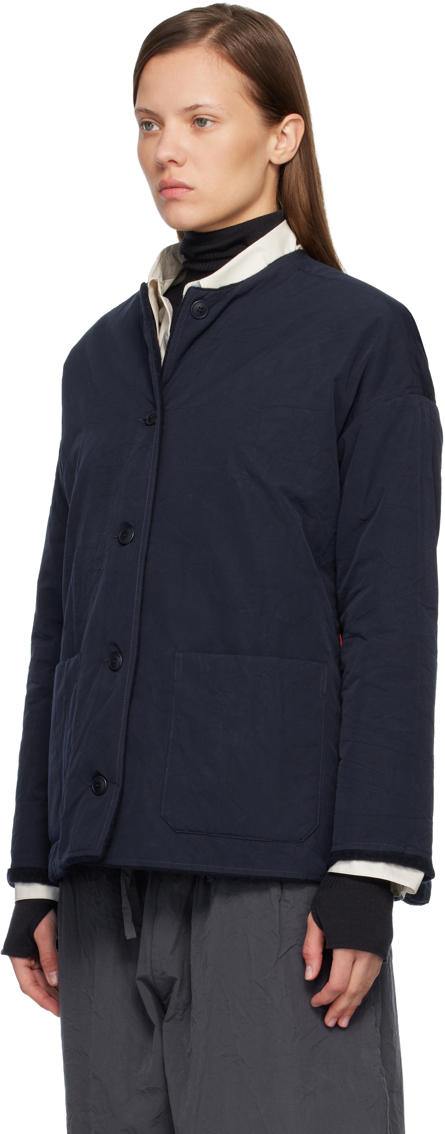 Casey Casey Navy Julia Reversible Jacket In Blue