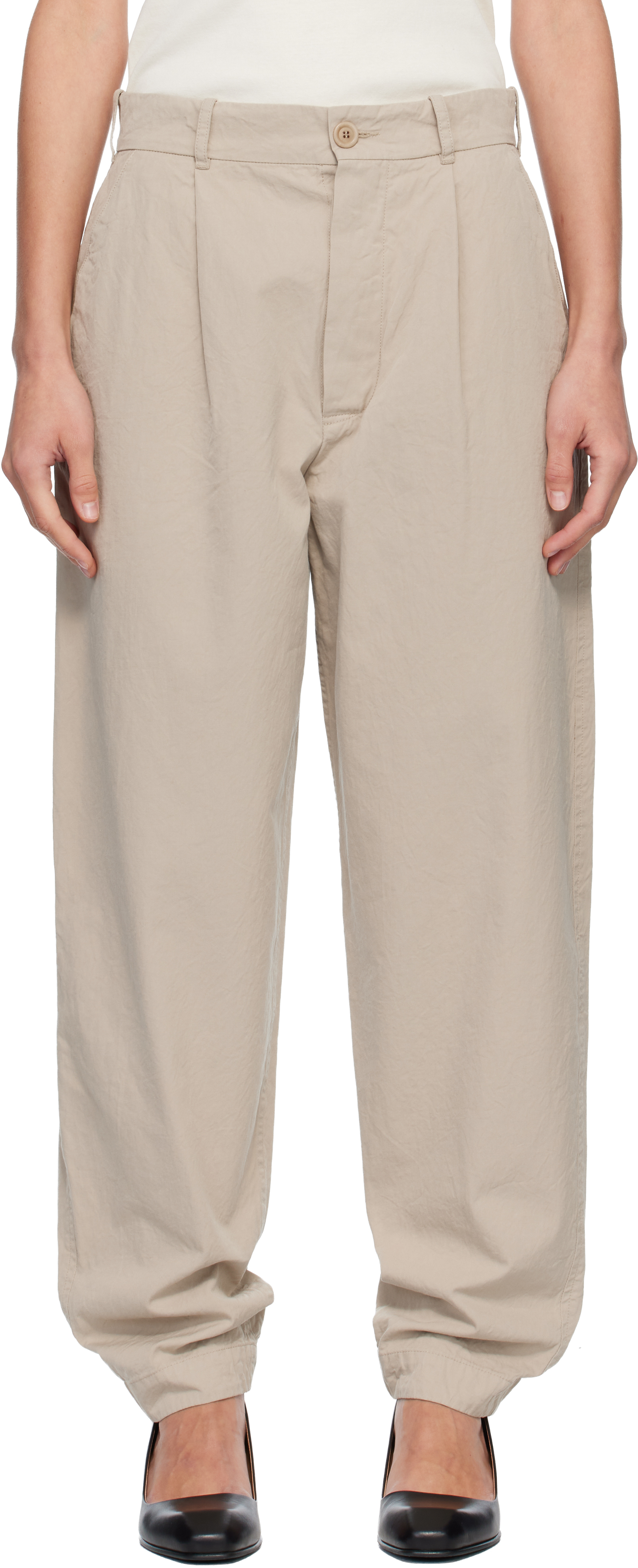 Casey Casey Beige Mili Hiroshi Trousers In Gray