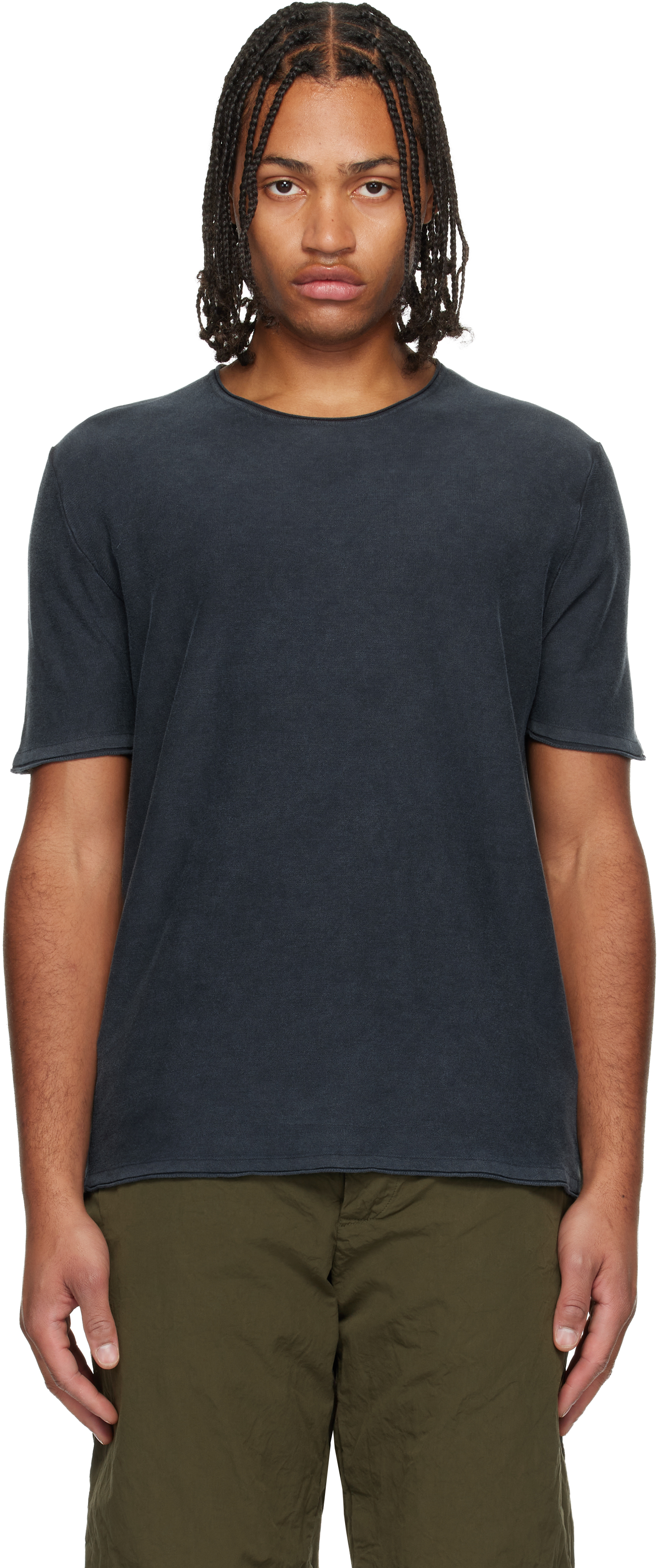 Casey Casey Navy Overdyed T-shirt In Blue