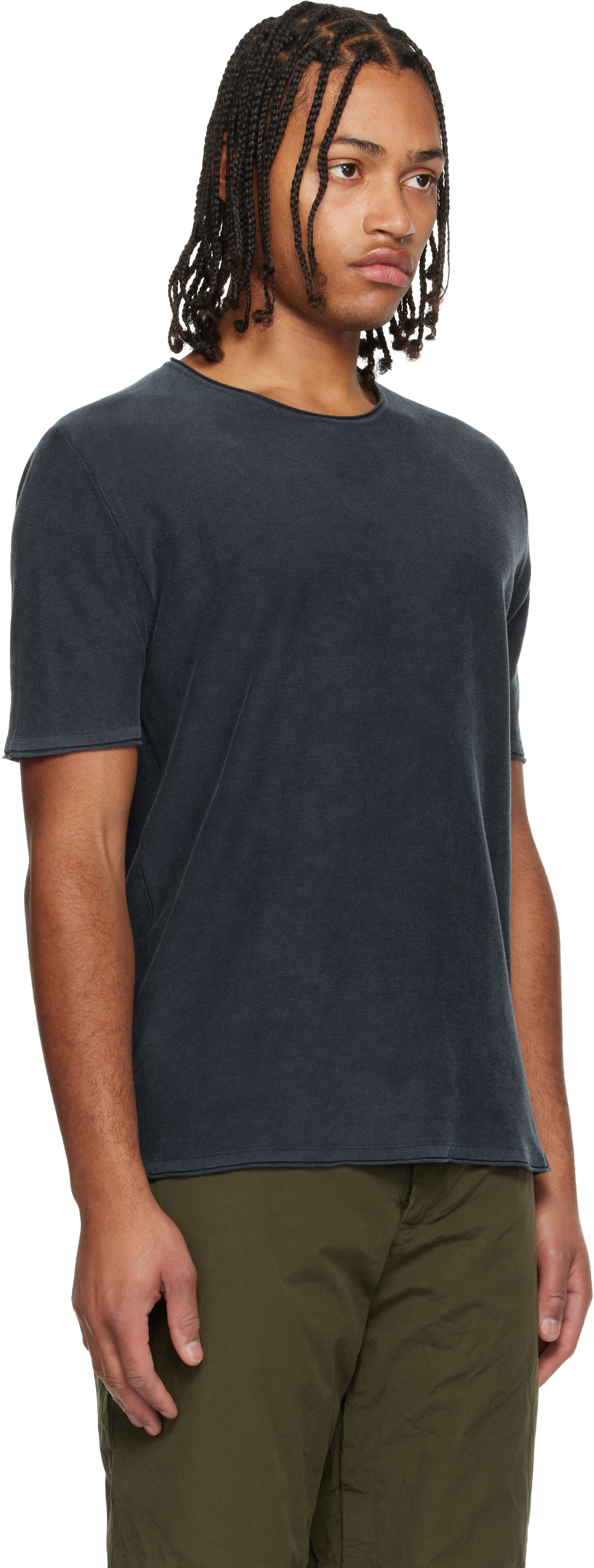 Casey Casey Navy Overdyed T-shirt In Blue