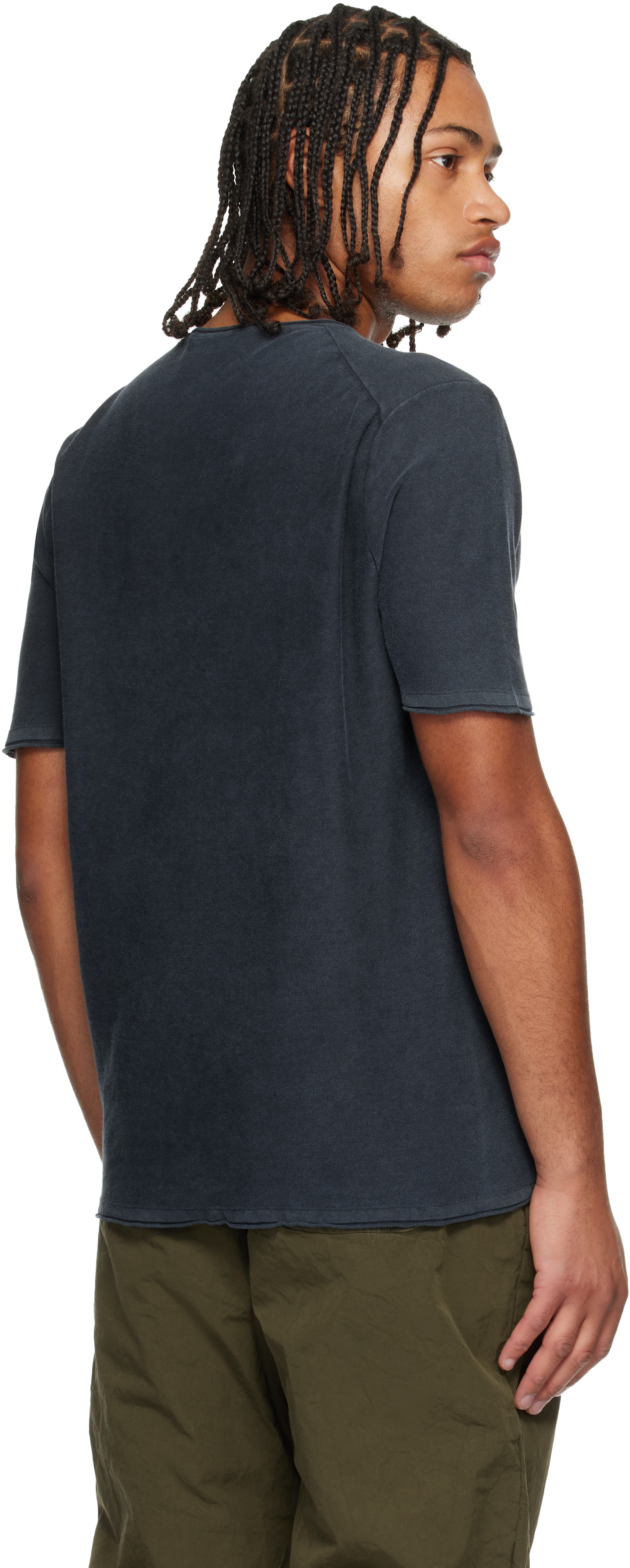 Casey Casey Navy Overdyed T-shirt In Blue