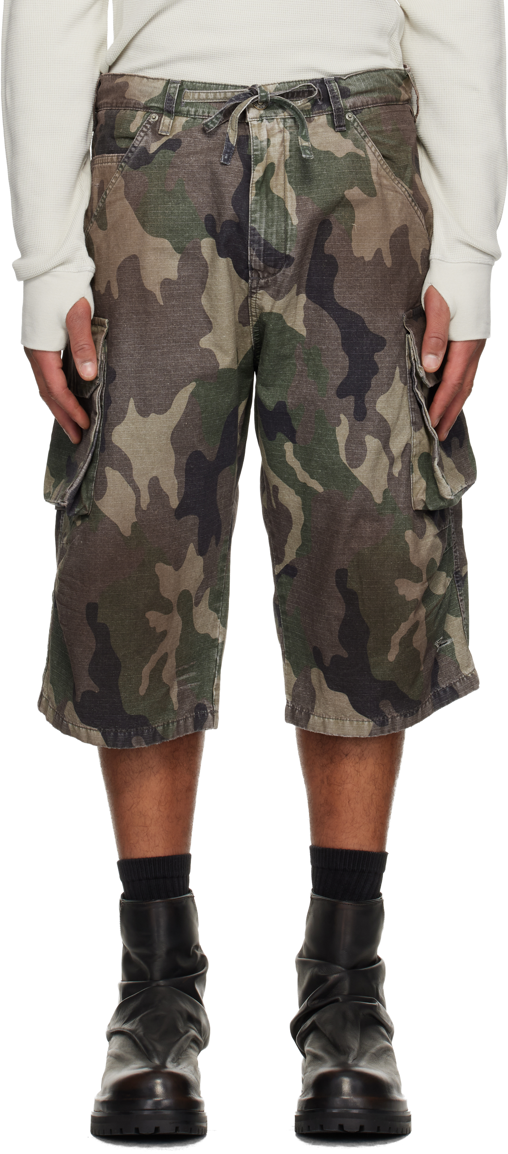 424 Khaki Camo Cargo Shorts In Green