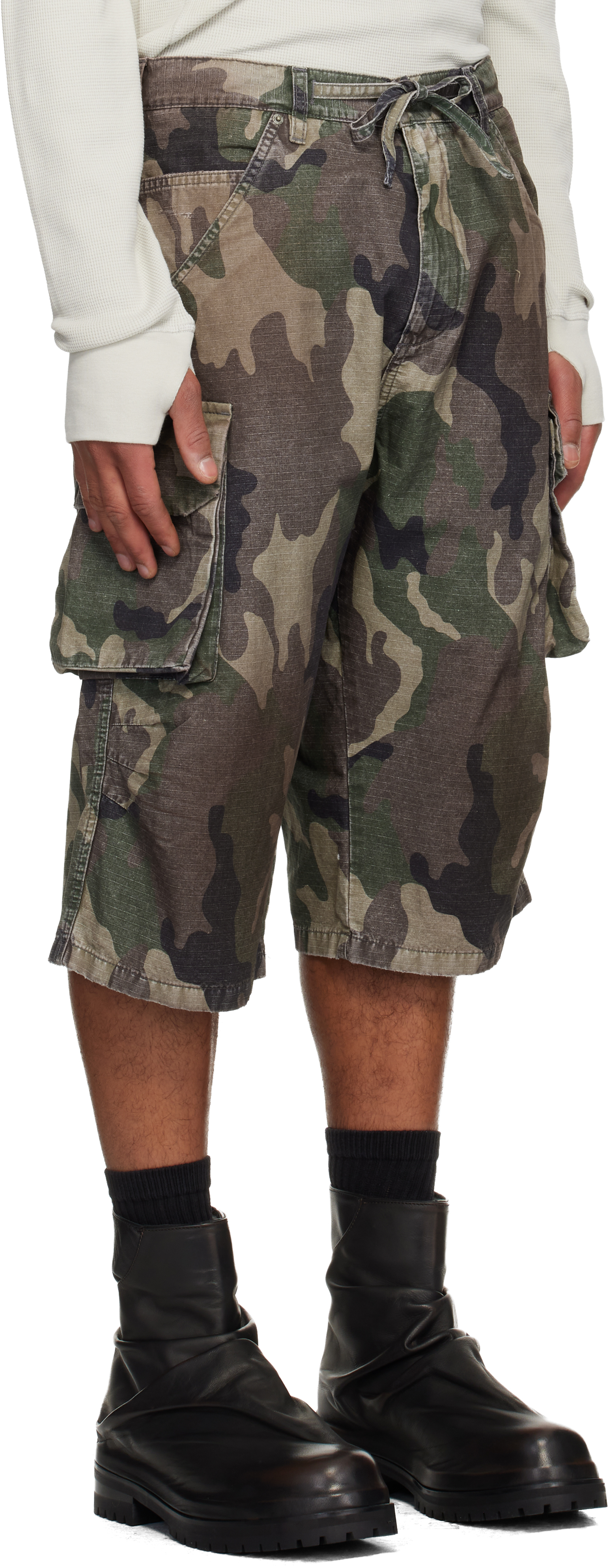 424 Khaki Camo Cargo Shorts In Green