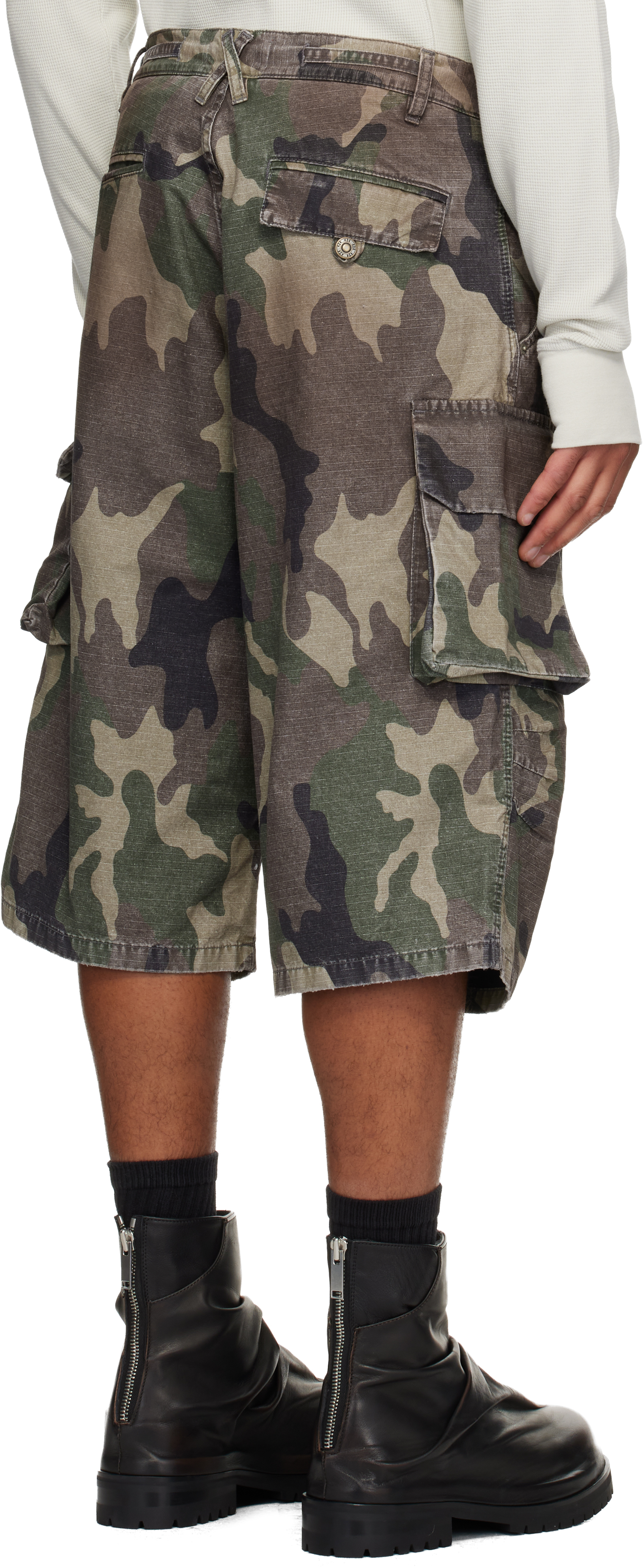 424 Khaki Camo Cargo Shorts In Green