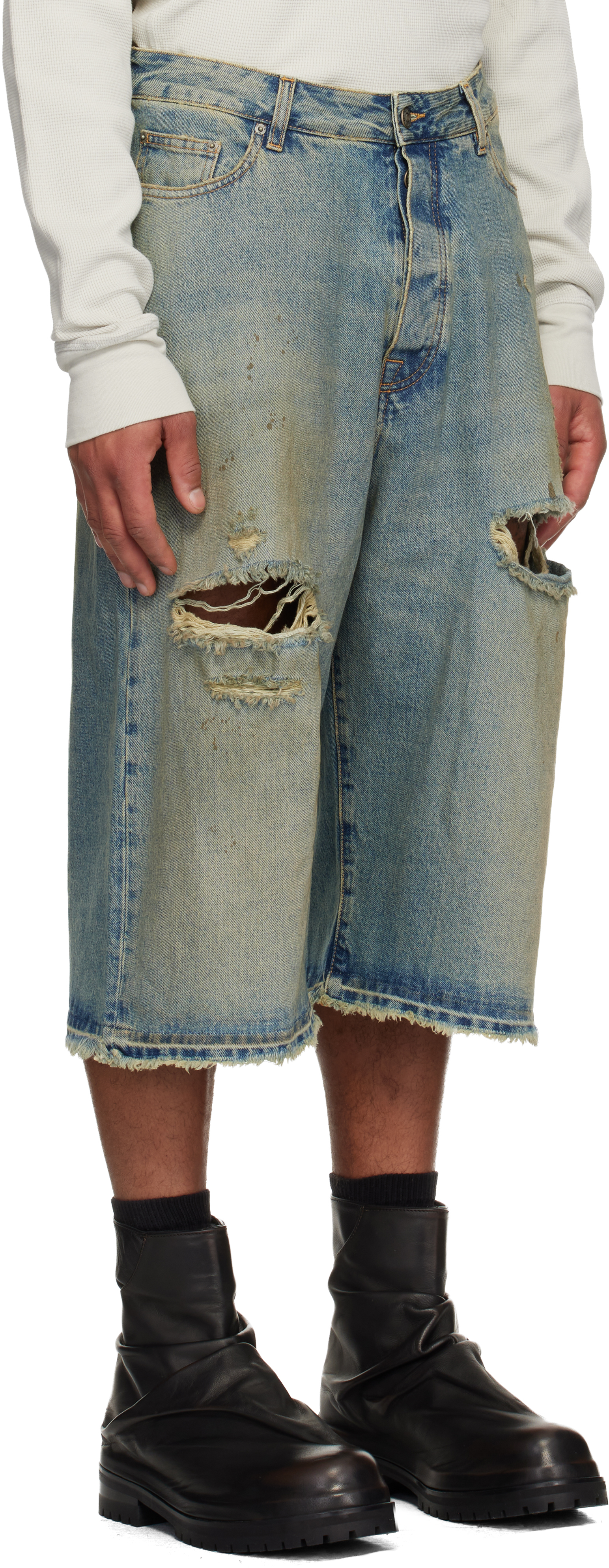 424 Blue Big Daddy Denim Shorts In Blue