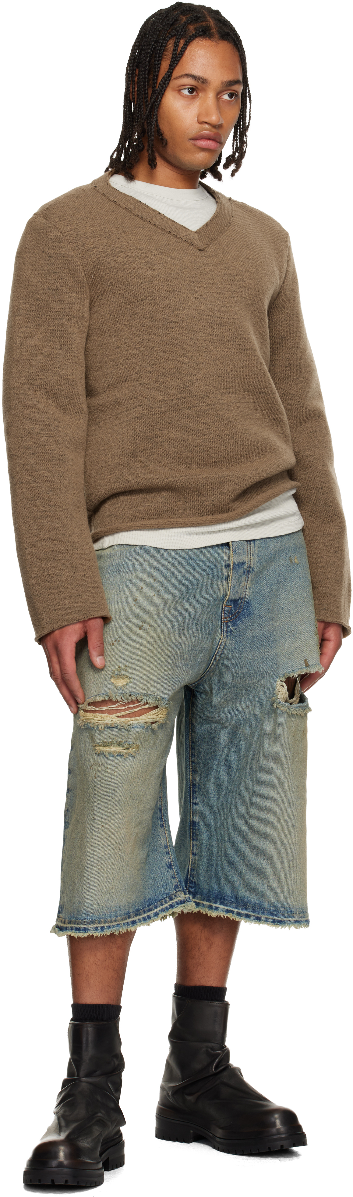 424 Blue Big Daddy Denim Shorts In Blue