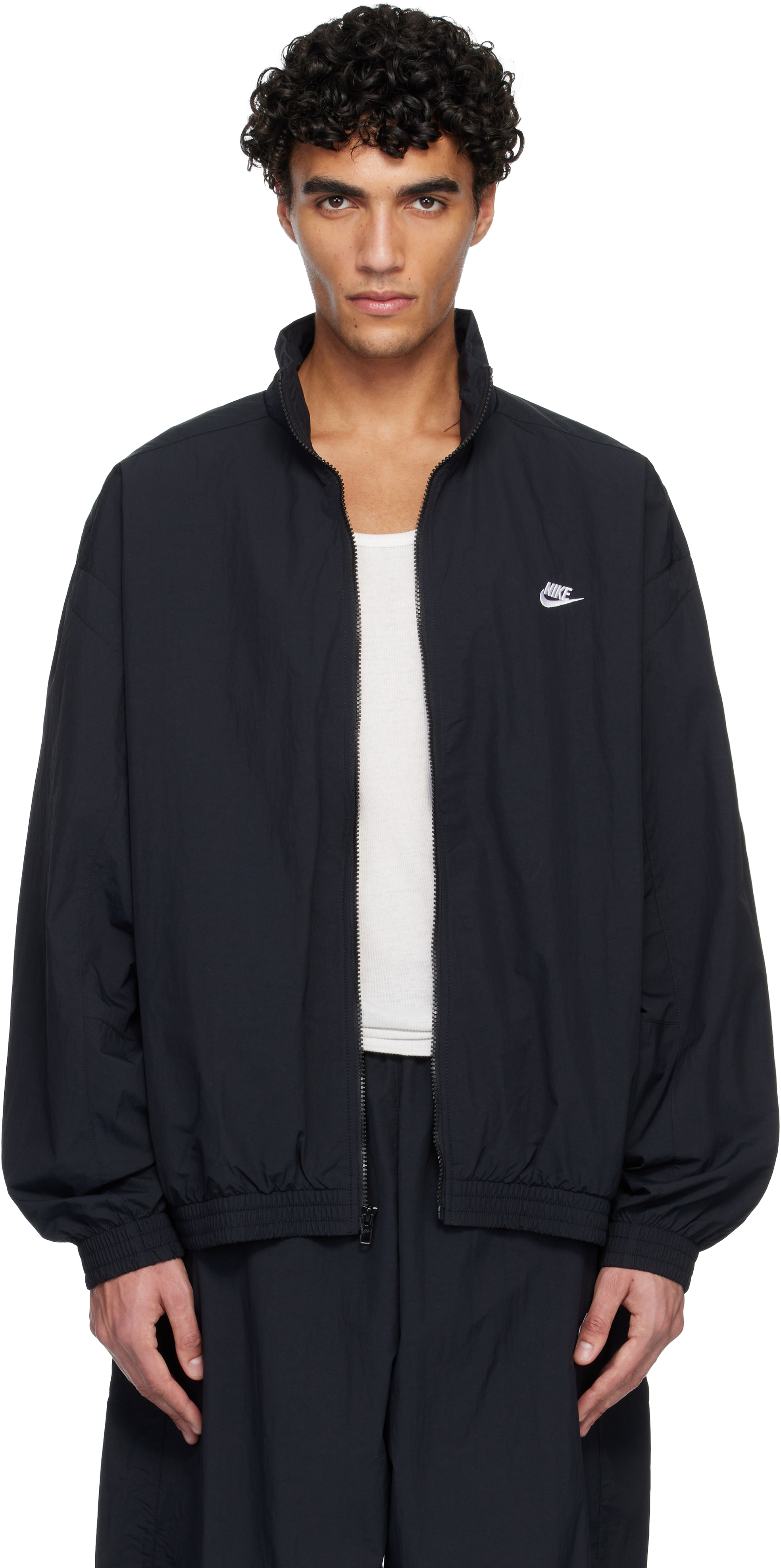 Black Nike Club Oversized Woven Track Jacket by Nike on Sale