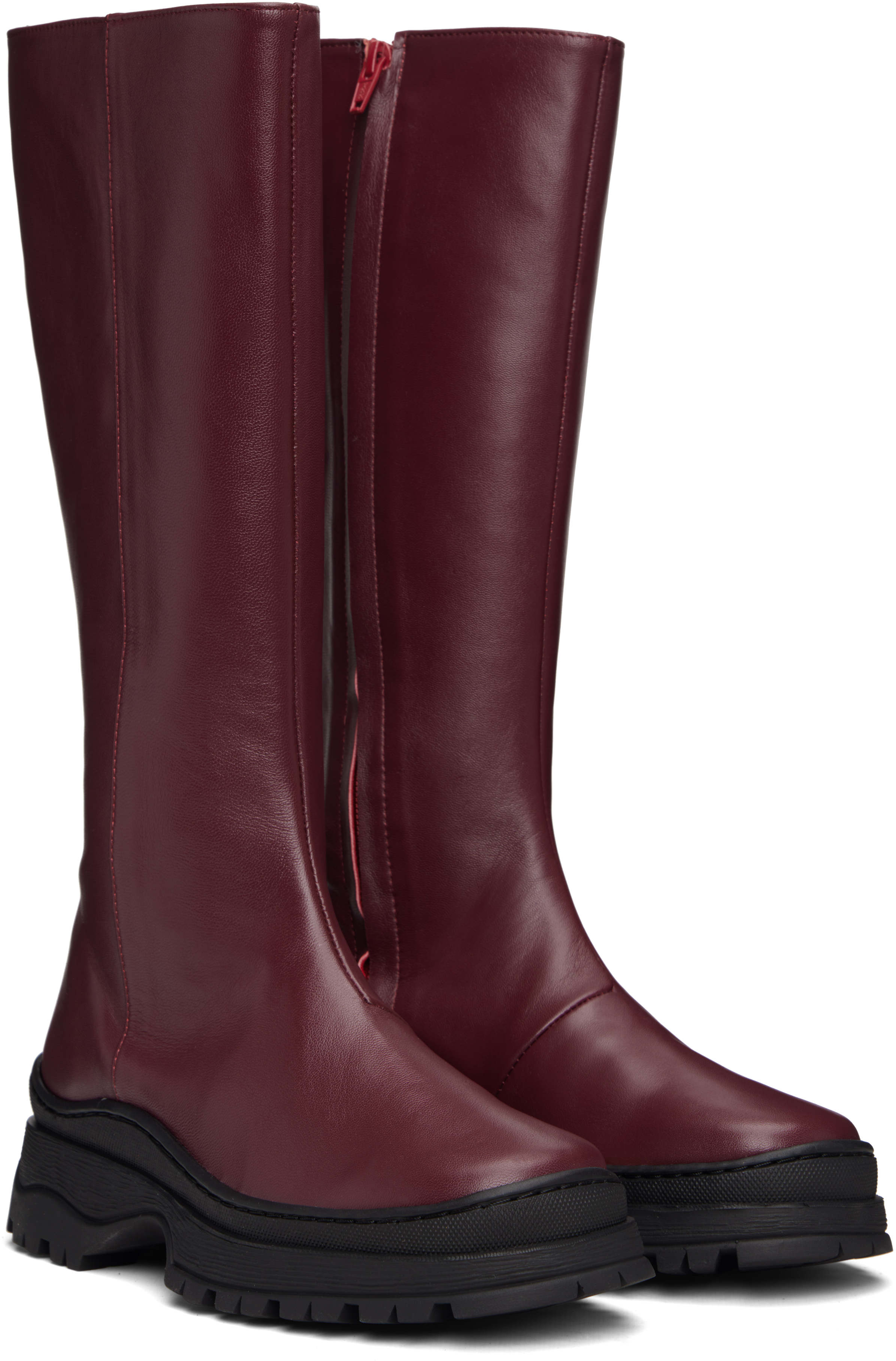 Nicole Saldaña Burgundy Anna Tall Boots In Multi