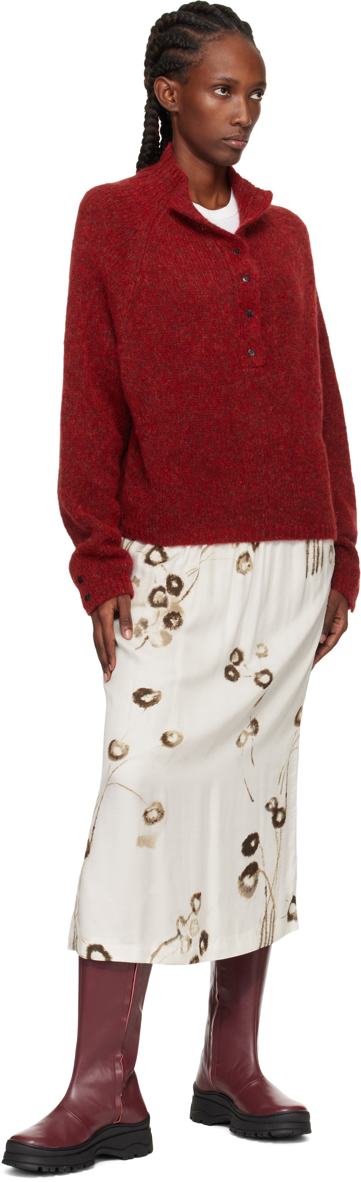 Nicole Saldaña Burgundy Anna Tall Boots In Multi