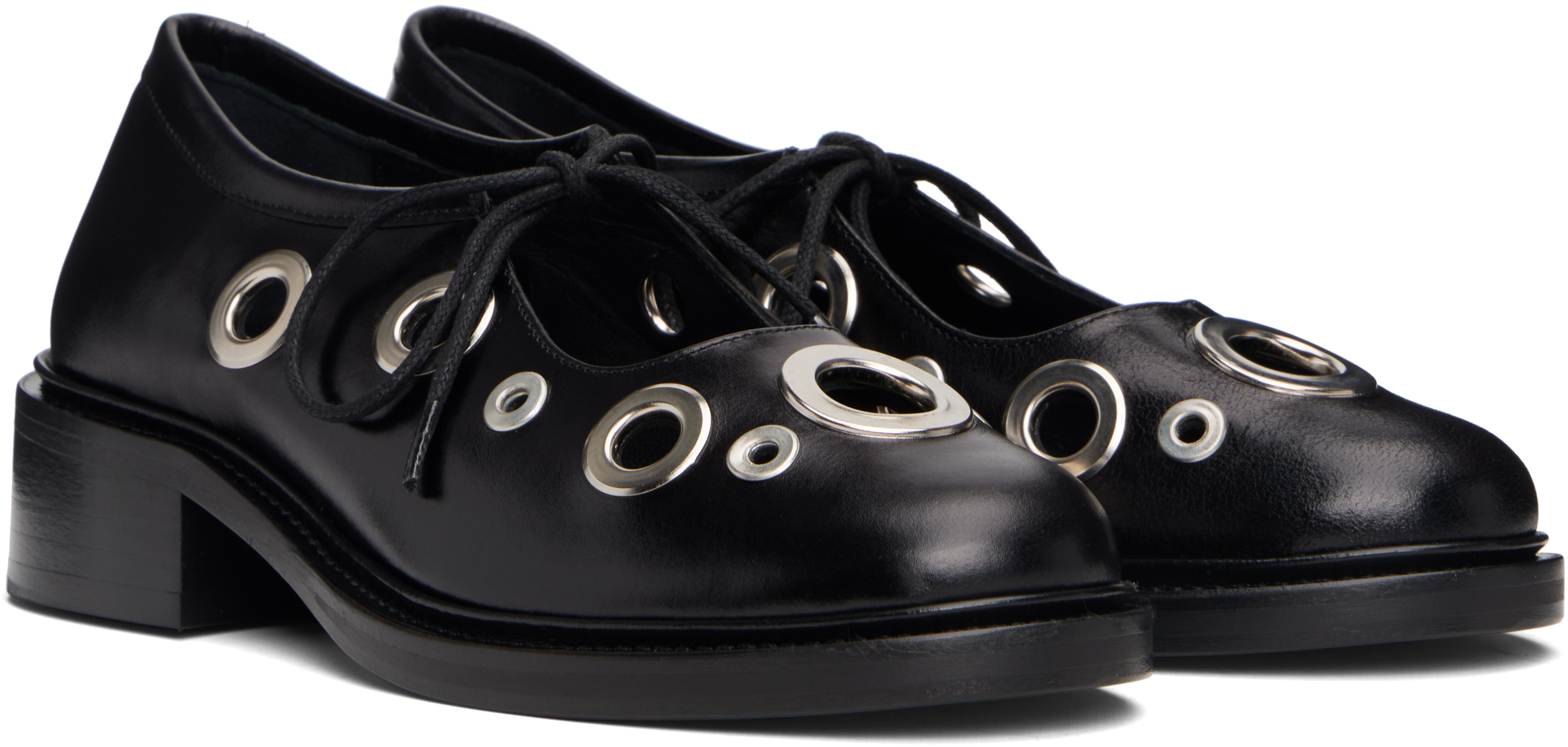 Nicole Saldaña Black Fabiana Eyelet Loafers In Multi