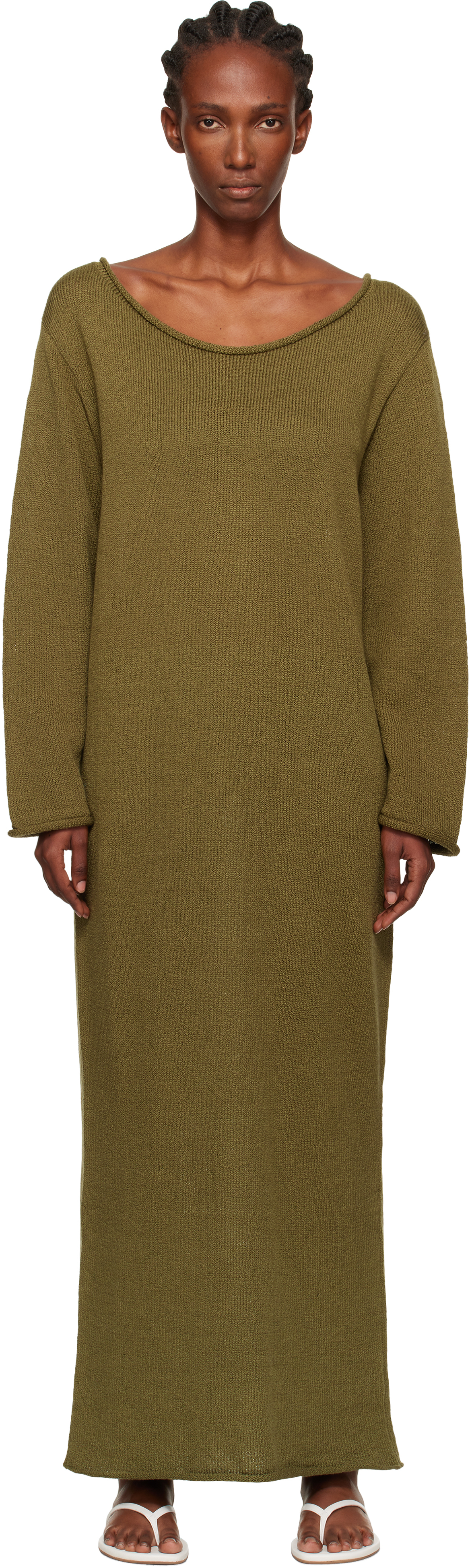 Green Nora Lite Oversized LS Maxi Dress