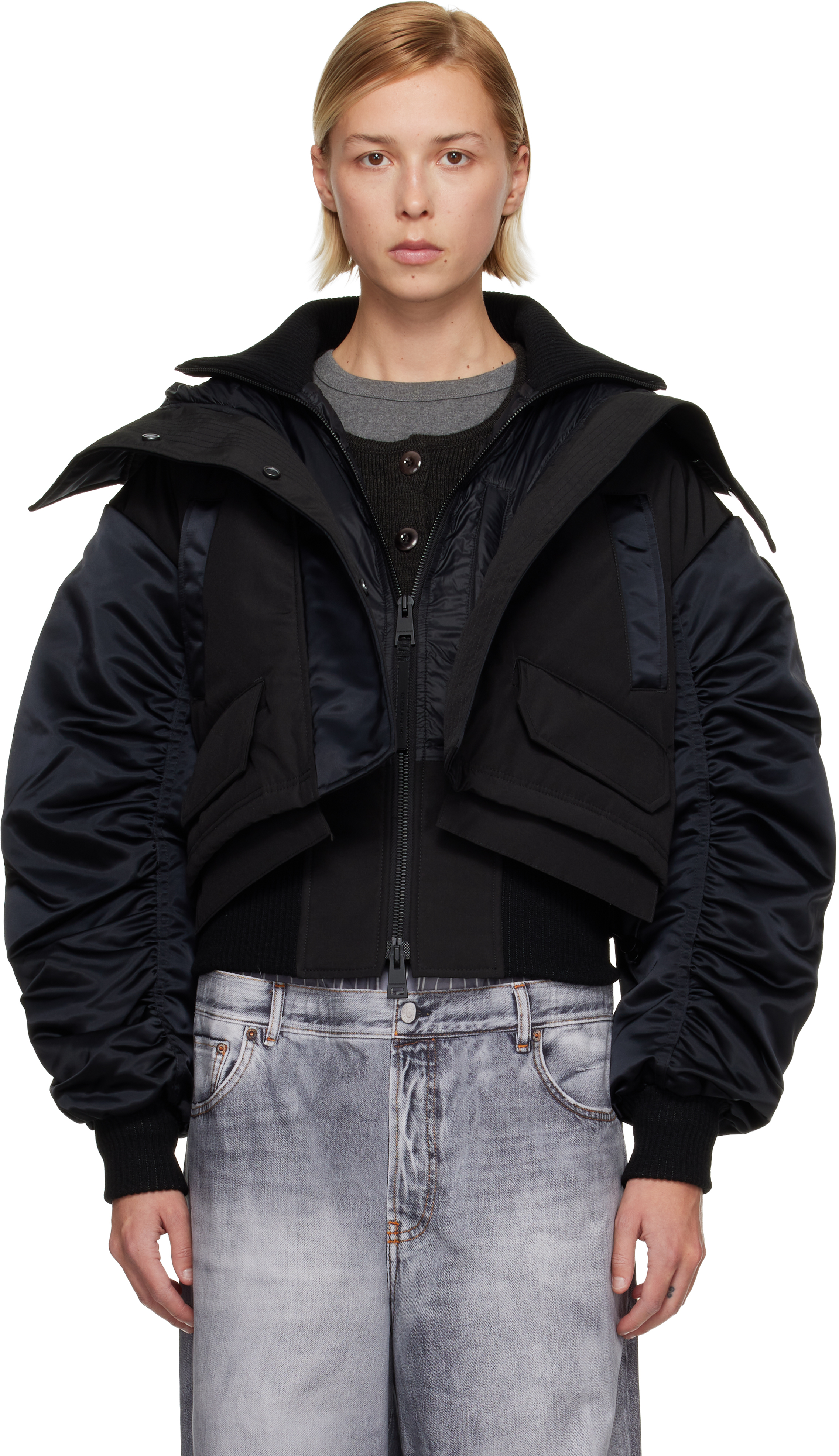 Canada Goose Black 'tonal Label' Claremont Down Bomber Jacket