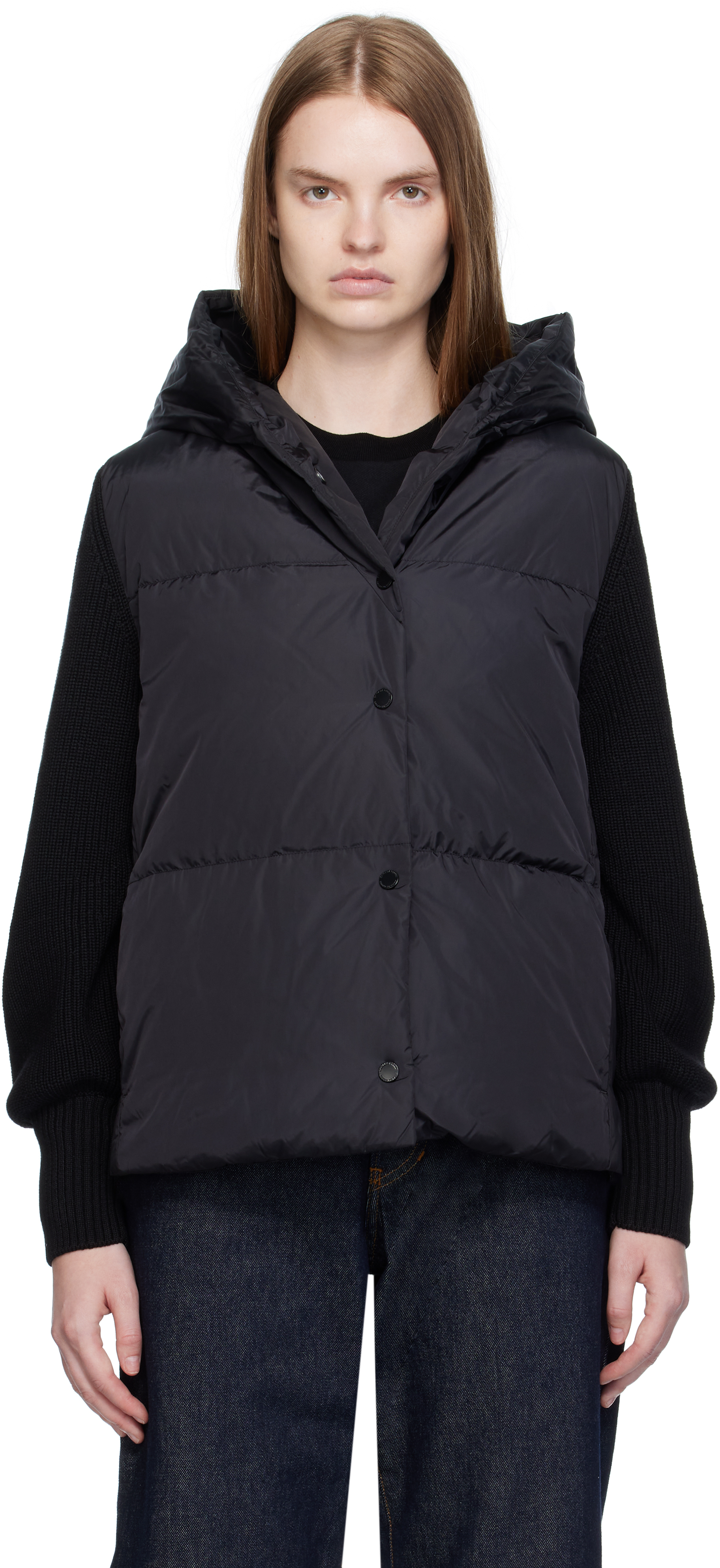 Canada Goose Black Hybridge Astoria Knit Down Jacket In Black