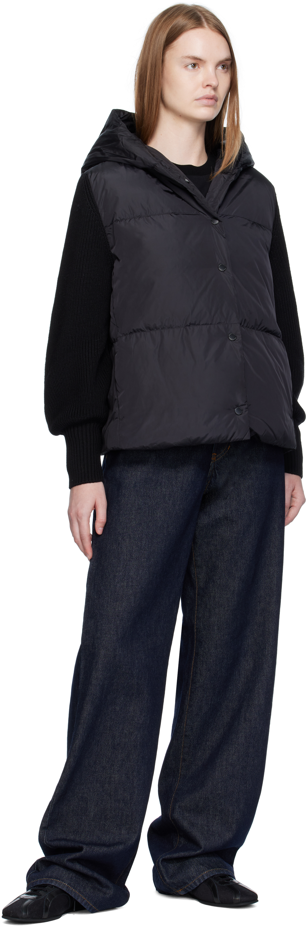 Canada Goose Black Hybridge Astoria Knit Down Jacket In Black