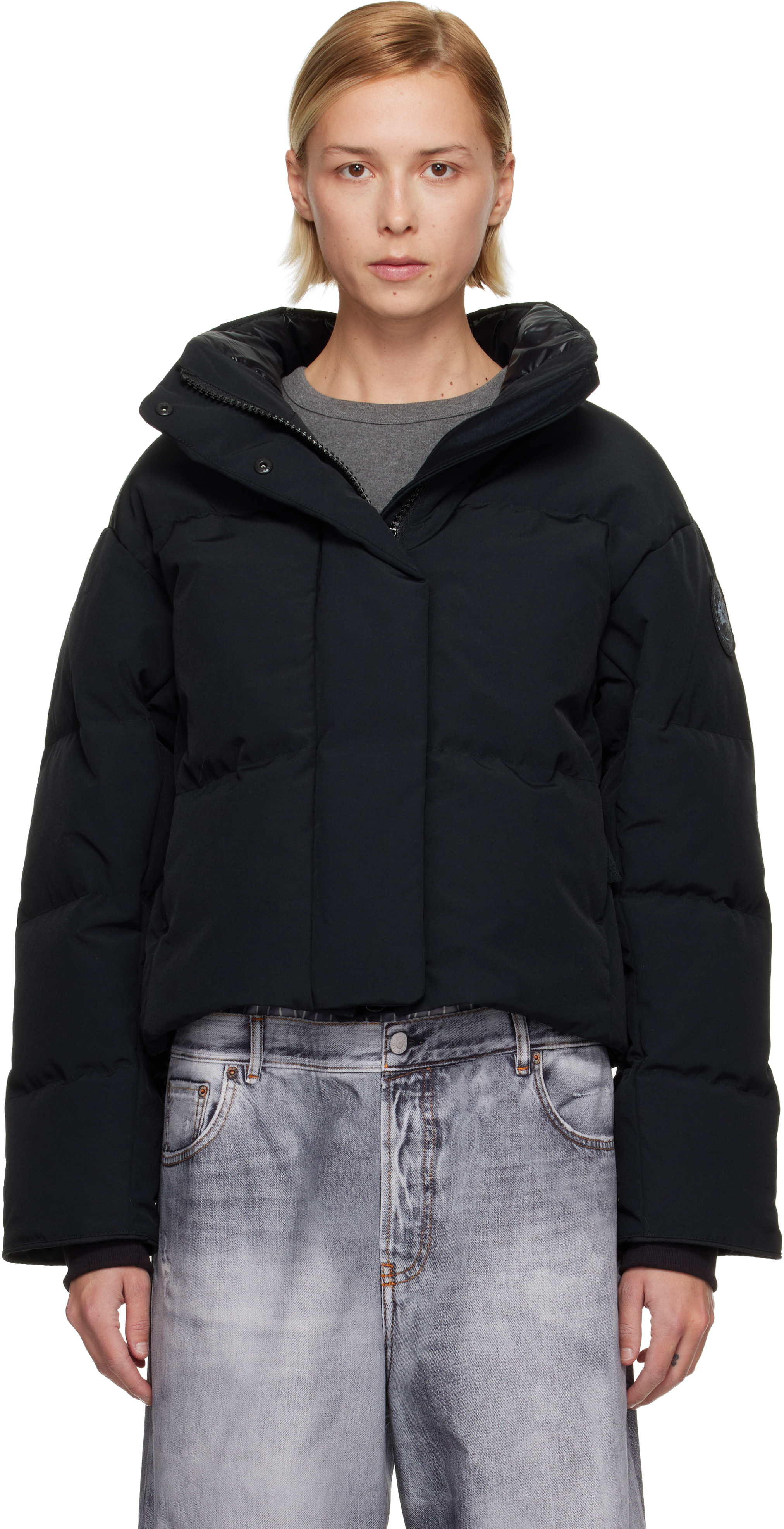 Canada Goose Black 'black Label' Grandview Cropped Down Jacket