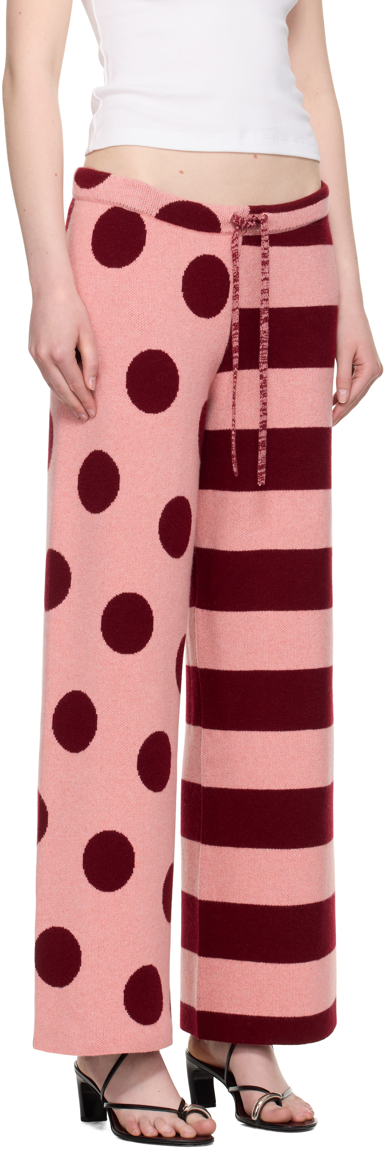 The Elder Statesman Pink Stripe Polka Dot Lounge Pants