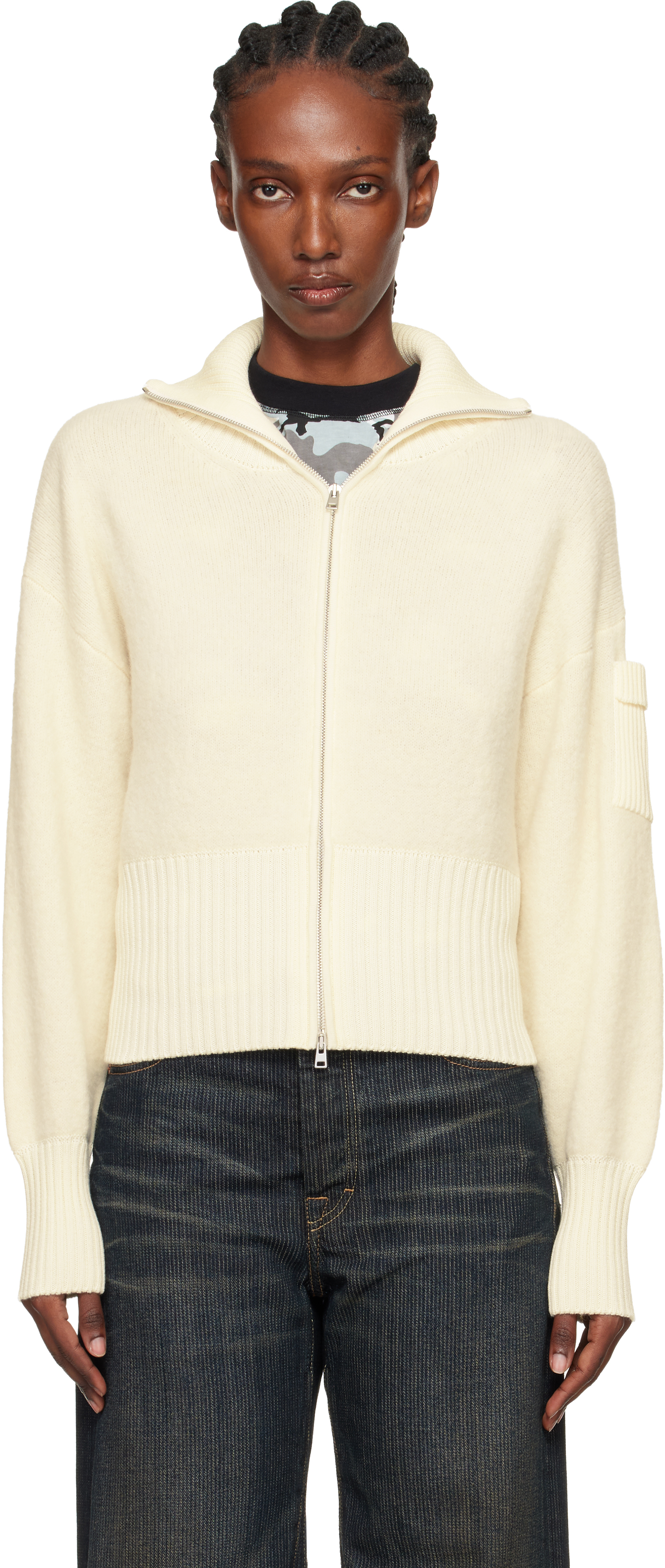 Canada Goose: Off-White Sauble Alpaca Full Zip Sweater | SSENSE Canada