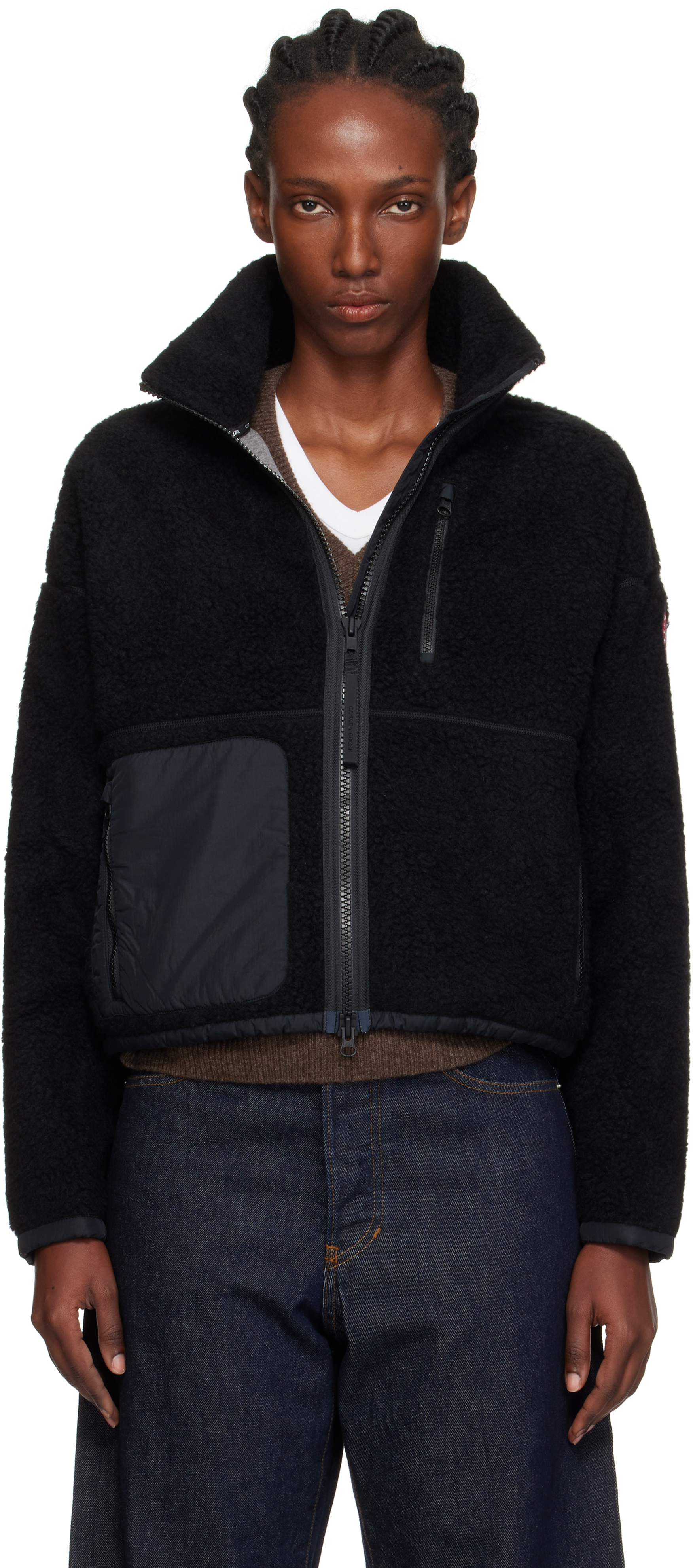 Canada Goose Black Simcoe Zip Up Fleece Sweater In Black