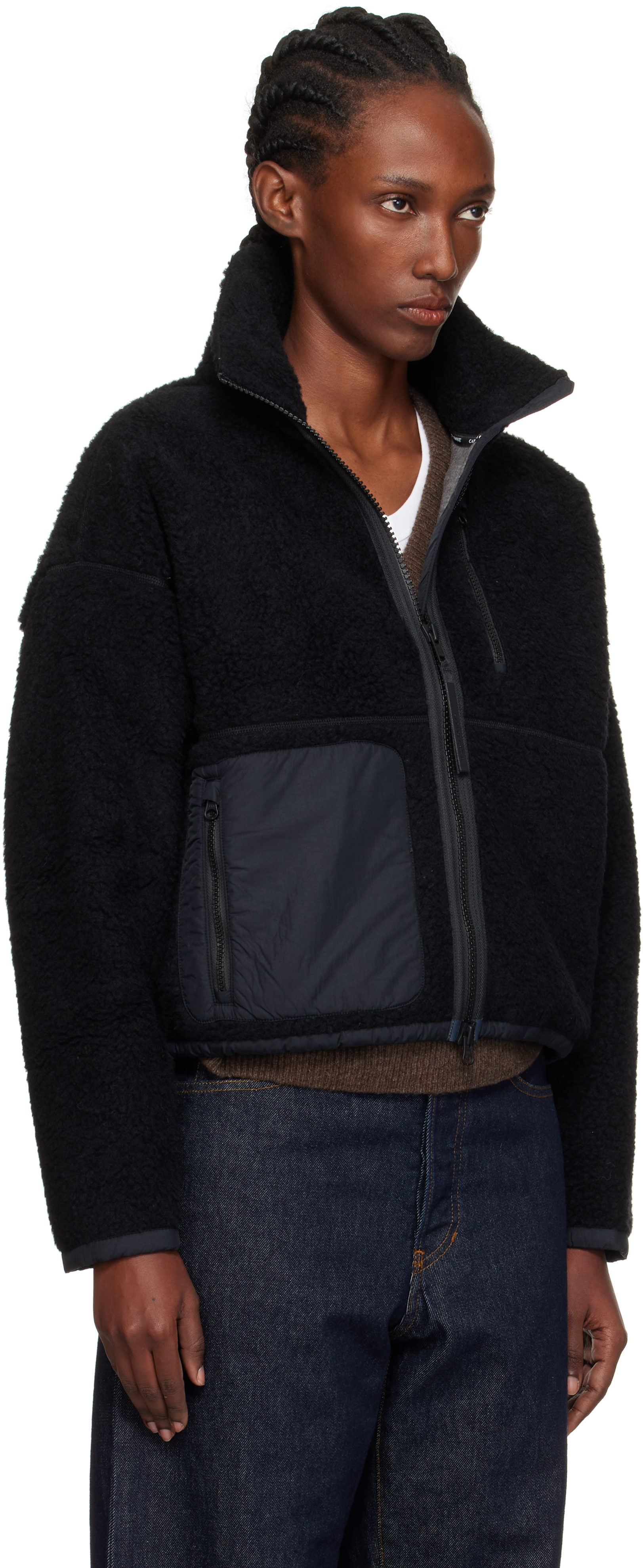 Canada Goose Black Simcoe Zip Up Fleece Sweater In Black