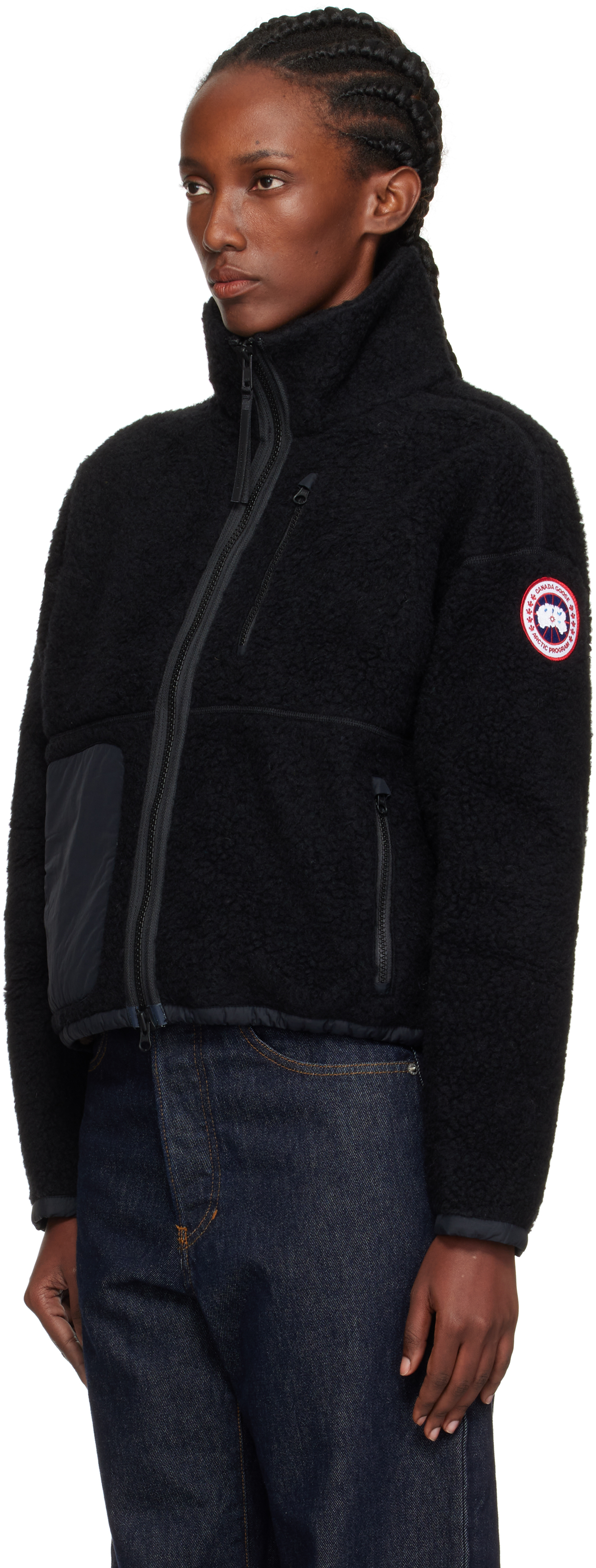 Canada Goose Black Simcoe Zip Up Fleece Sweater In Black