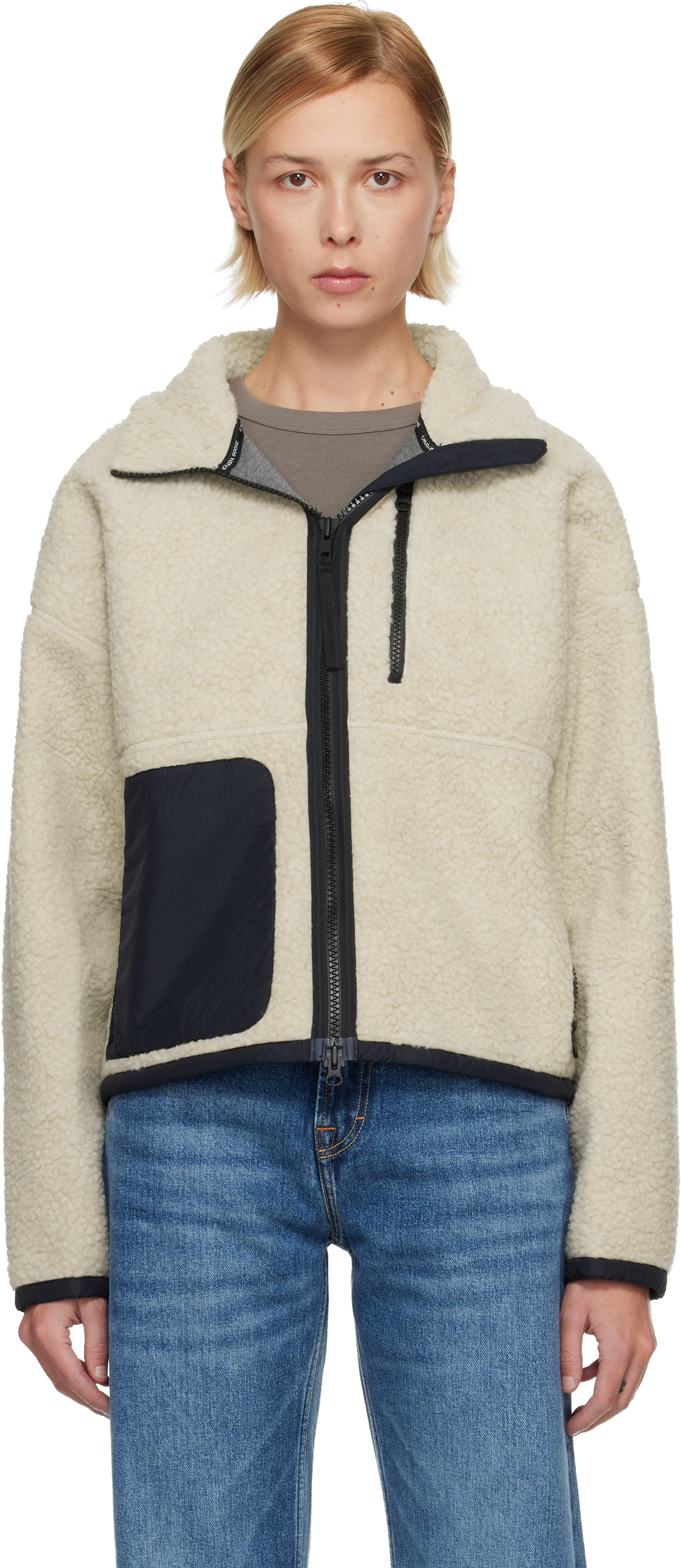 Canada Goose Beige Simcoe Zip Up Fleece Jacket In Neutral