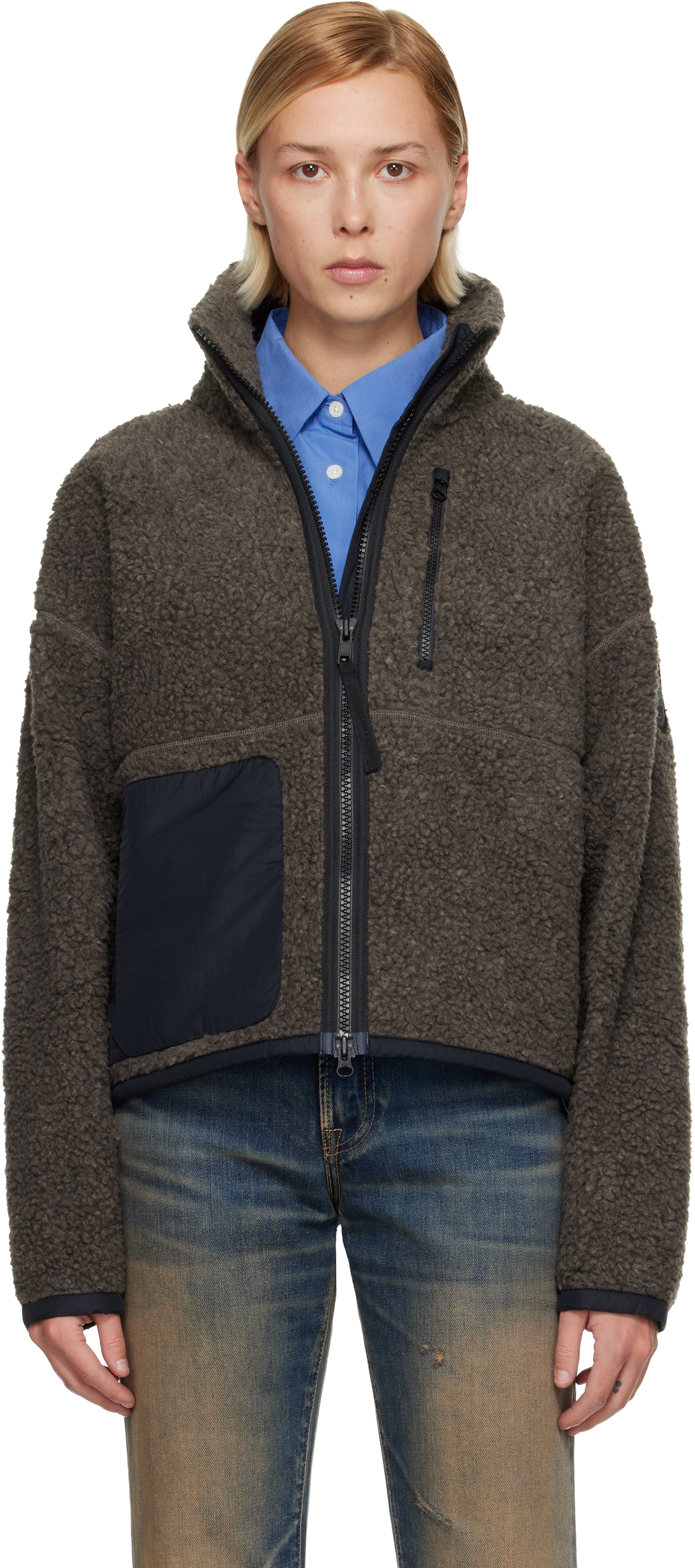 Canada Goose Taupe Simcoe Zip Up Fleece Sweater Jacket In Brown