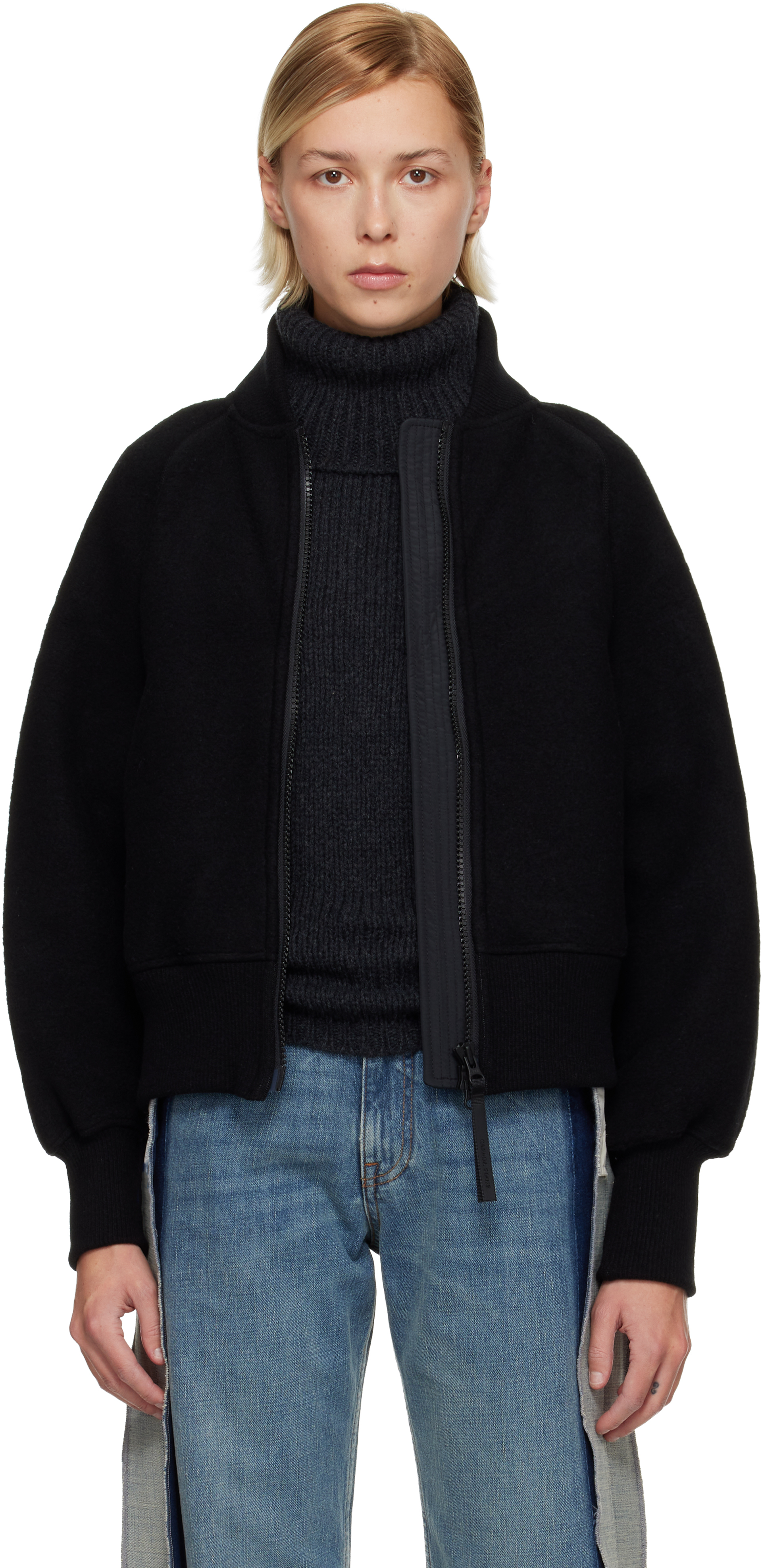Canada Goose Black 'black Label' Sierra Fleece Bomber Jacket