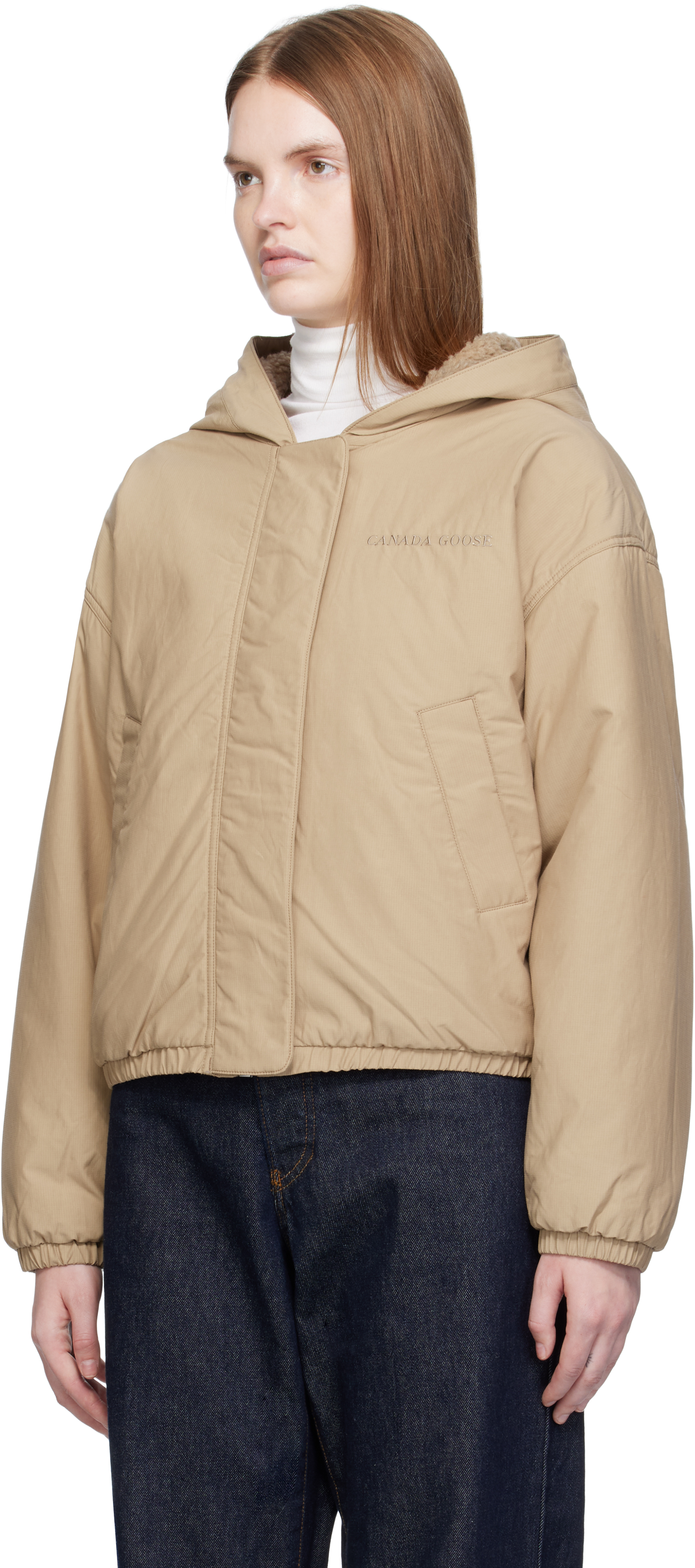 Canada Goose Alberni Reversible Bomber Jacket Desert Sand In Green